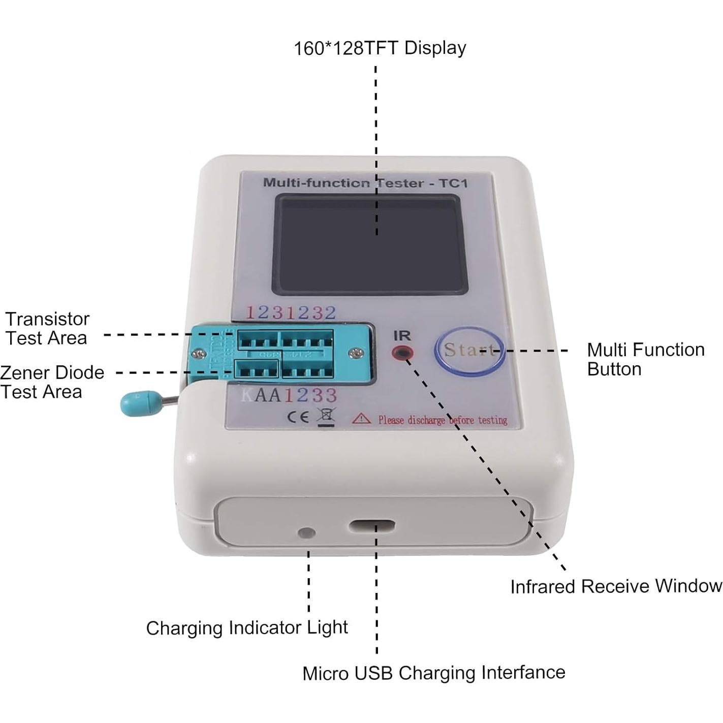 Probador Multifuncional LCR-TC1 ACEIRMC Pantalla TFT 1.8"