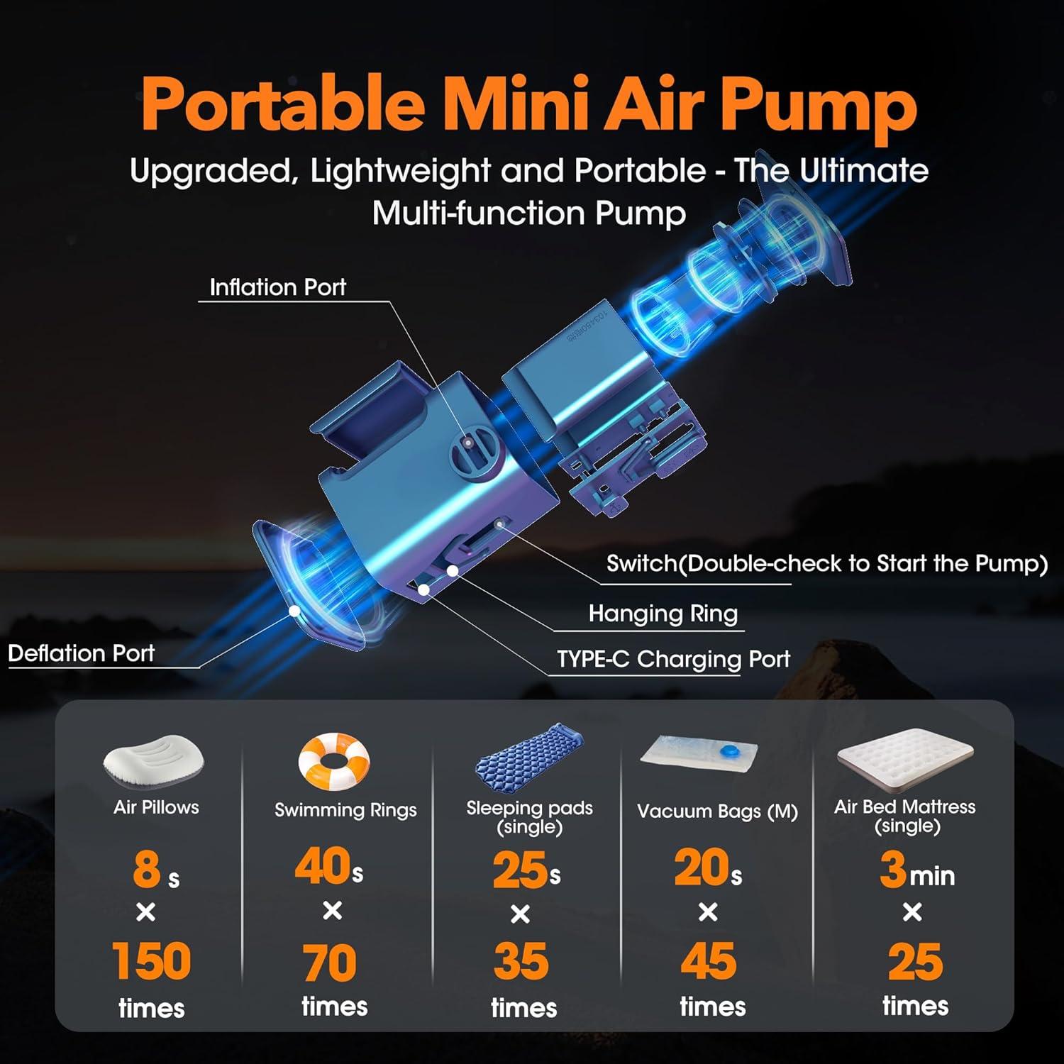 Bomba de aire portátil GIGA PUMP 5 recargable 3600mAh