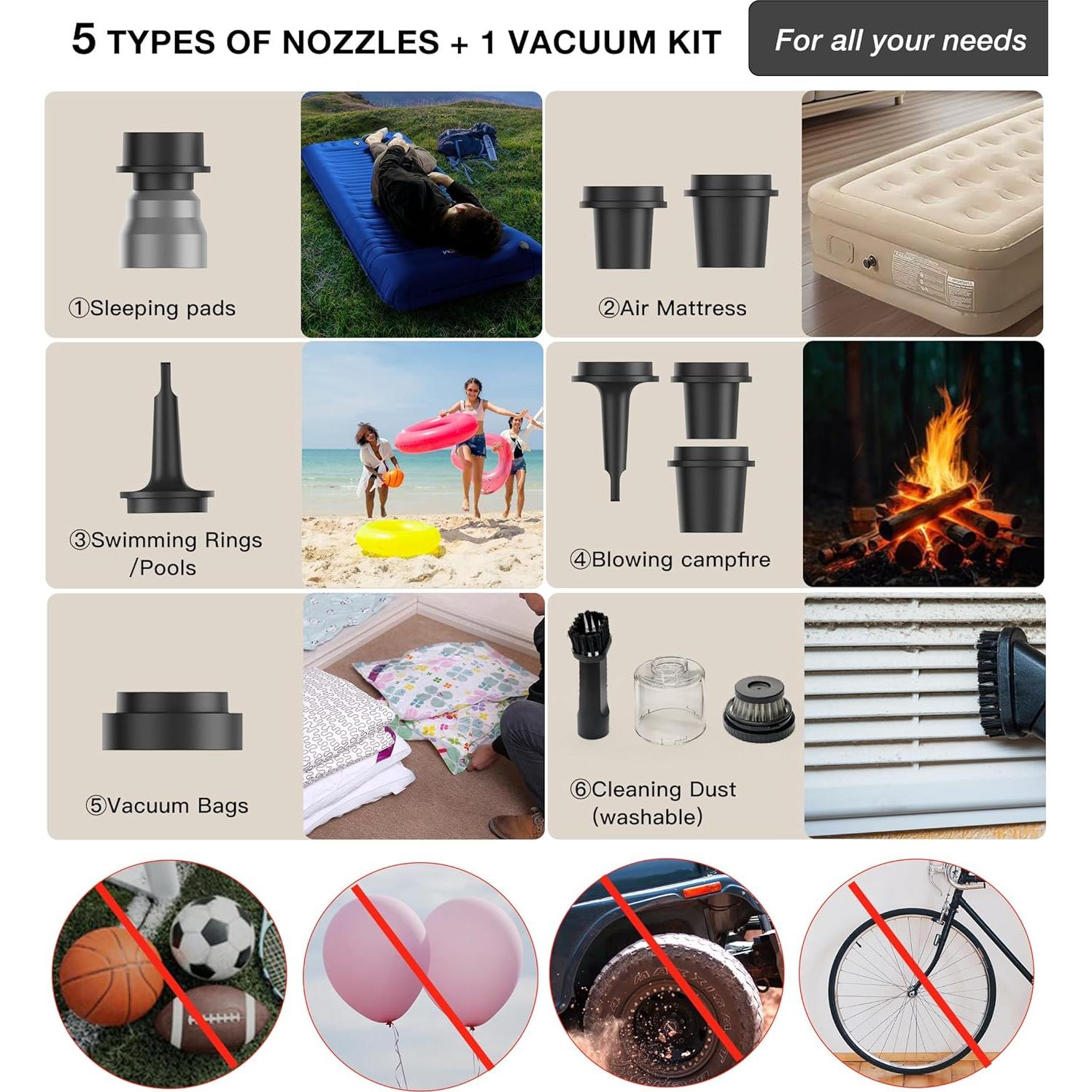 Bomba de Aire Portátil Origem 5.2KPa Recargable con Luz