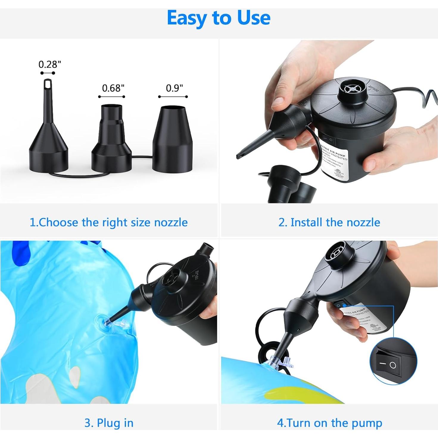 Bomba de Aire Eléctrica PULIDIKI 450 LPM para Inflables