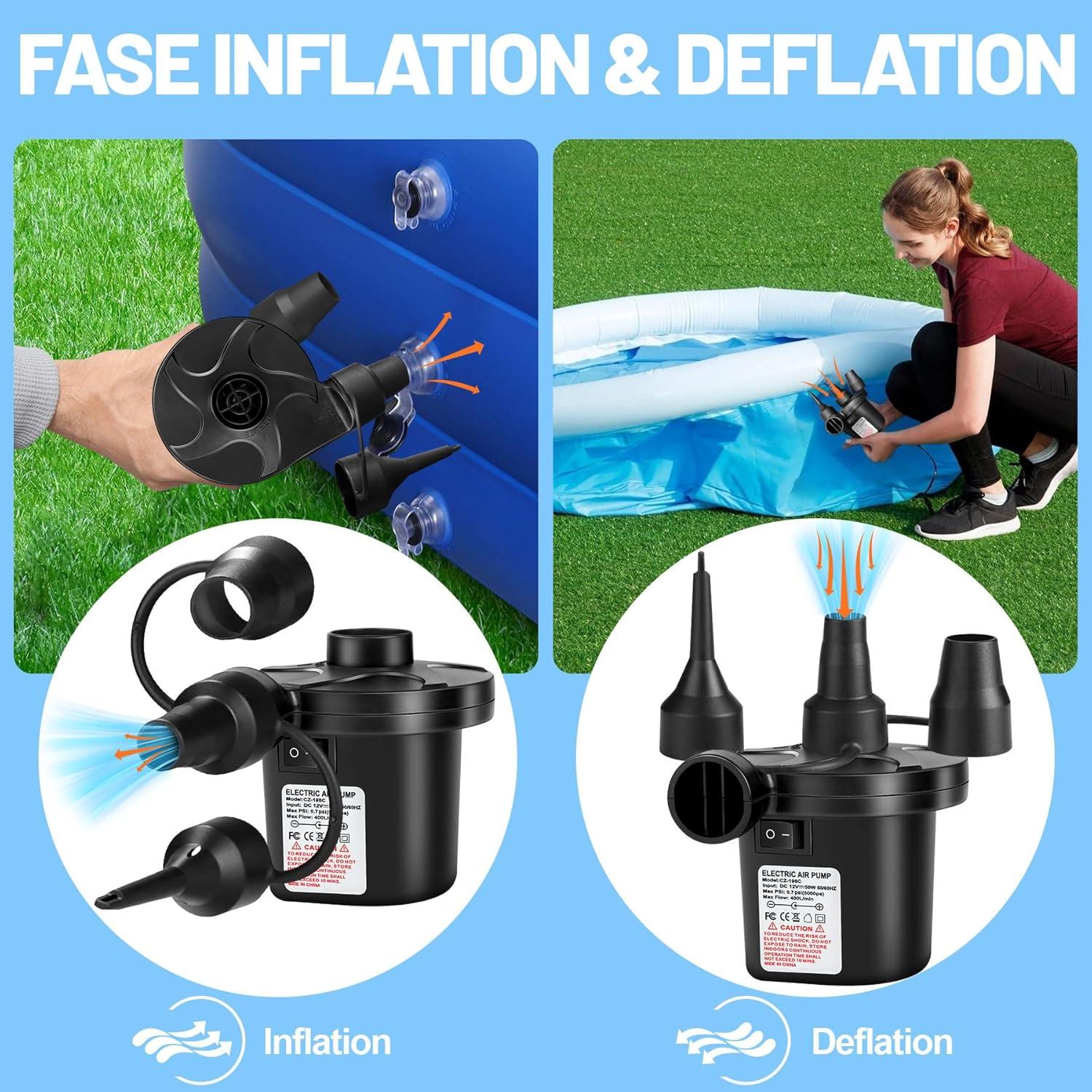 Bomba de Aire Eléctrica AearKing 110V/12V, Inflador y Desinflador