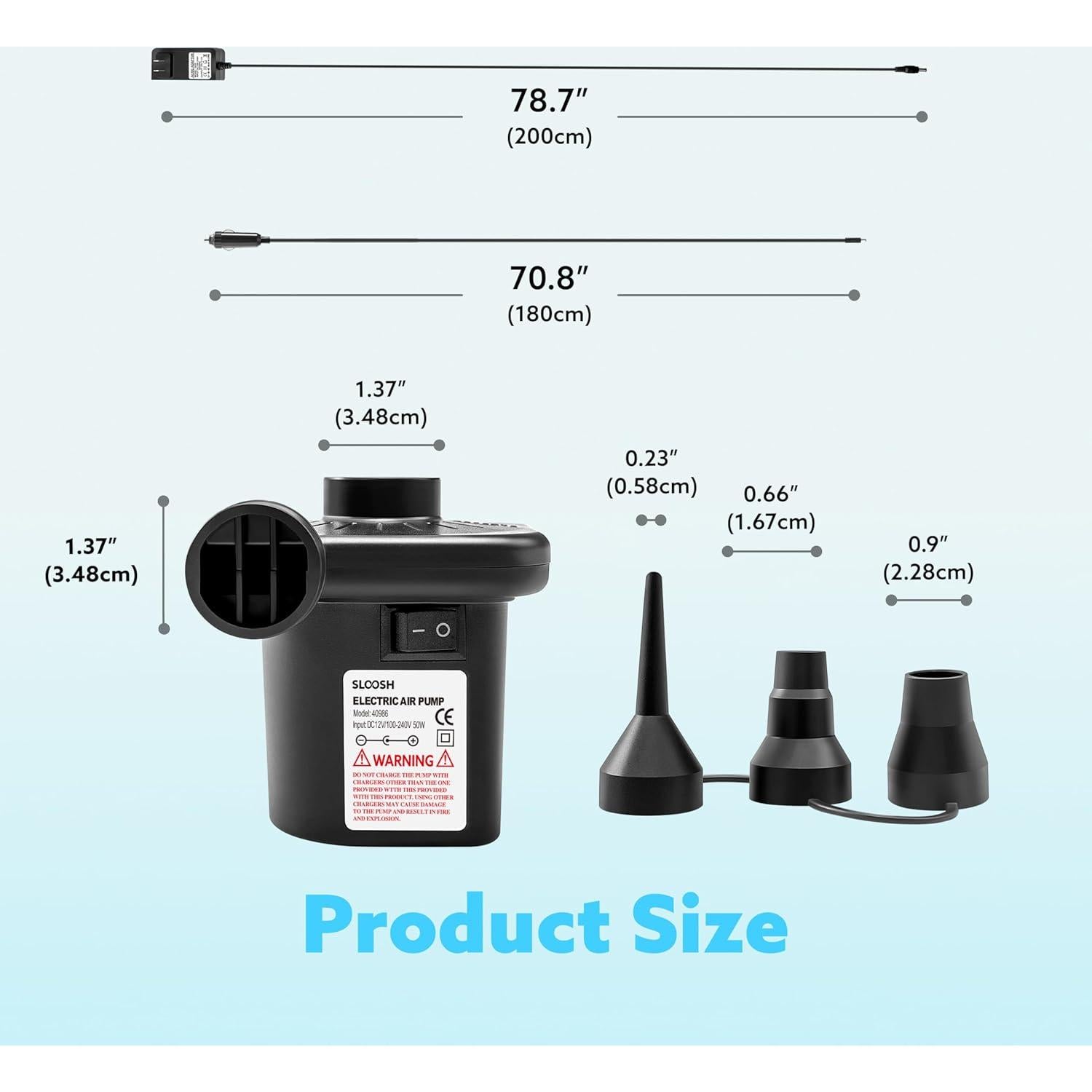 Bomba de Aire Eléctrica Sloosh 280 LPM para Inflables