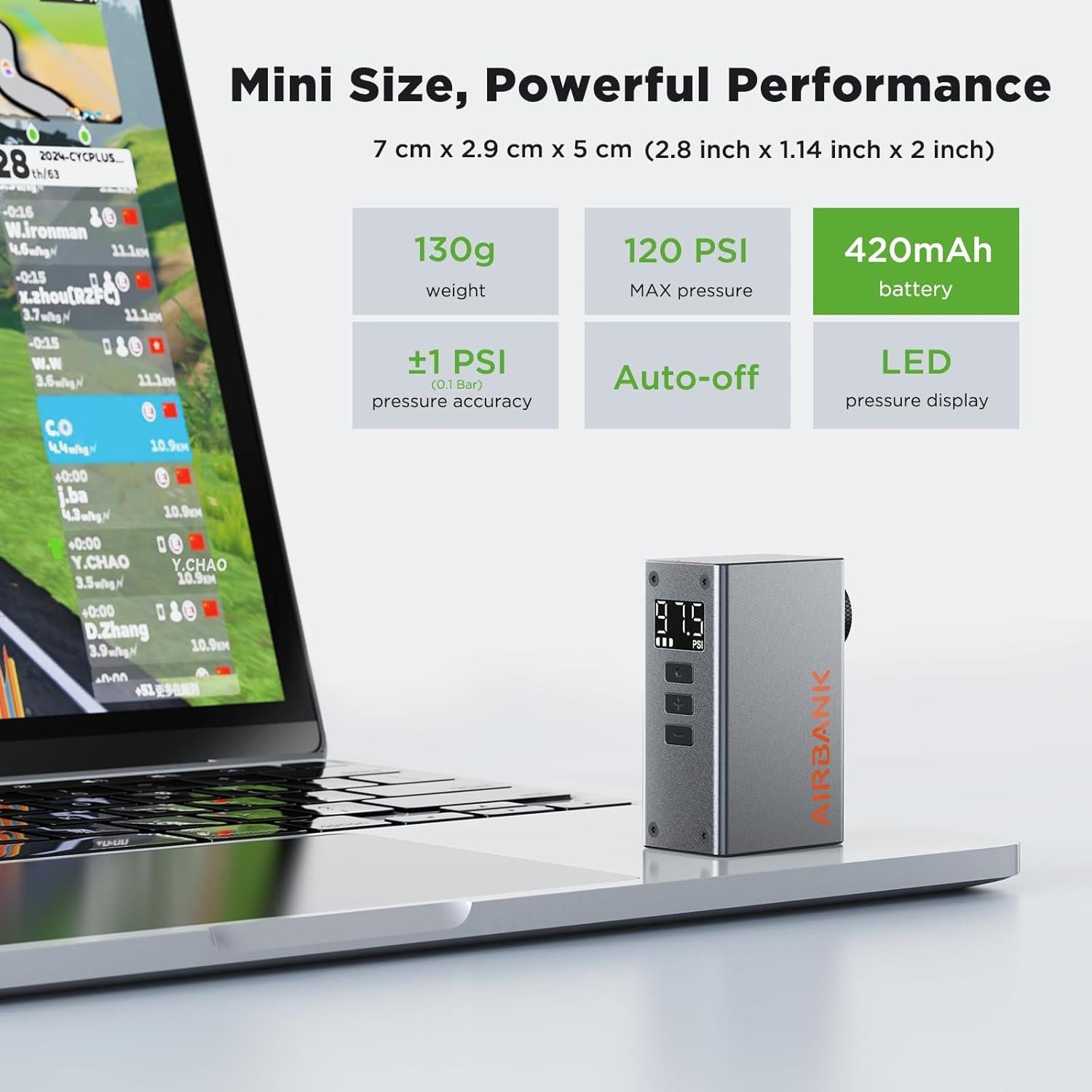 Bomba de Bicicleta Eléctrica AIRBANK Pocket 2 PRO 120 PSI