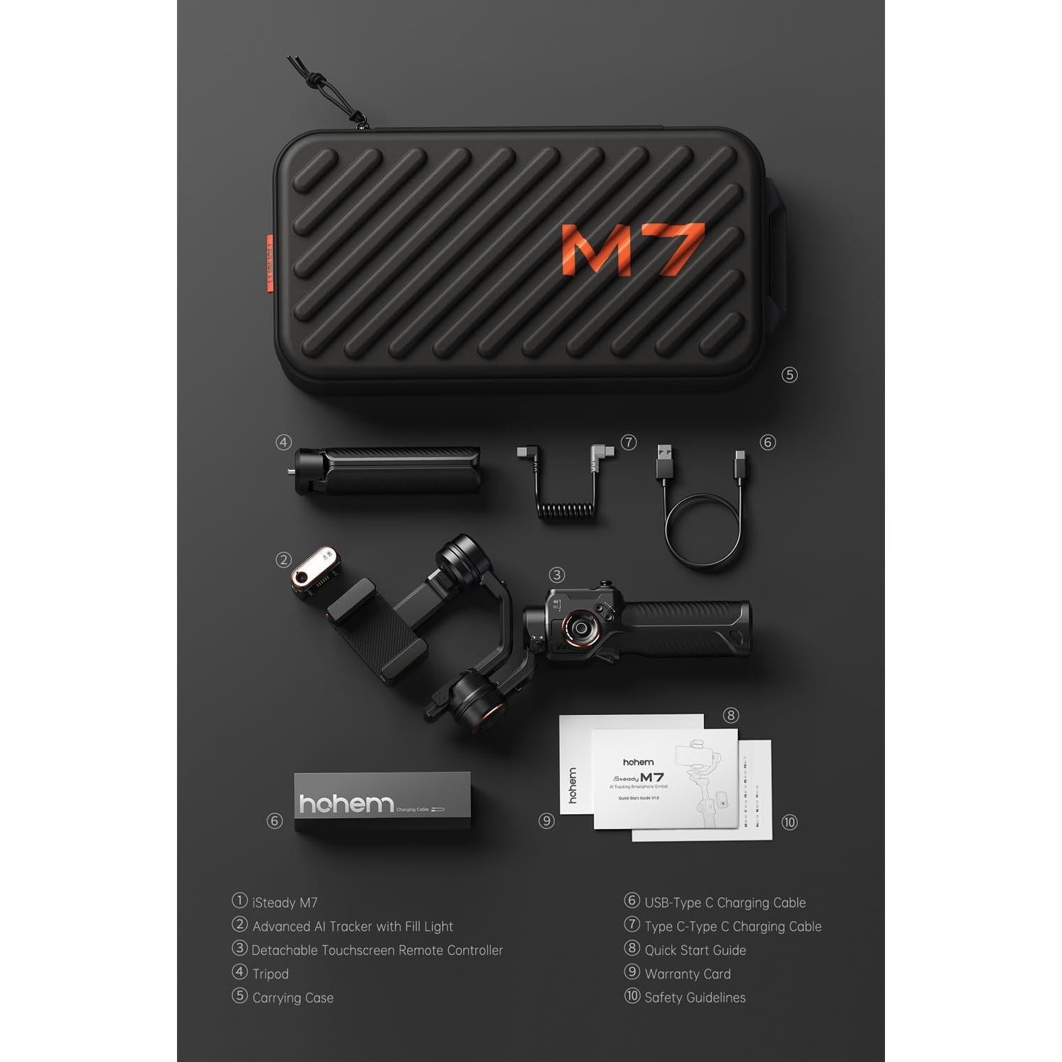 Estabilizador Gimbal Hohem iSteady M7 para Smartphone 500g