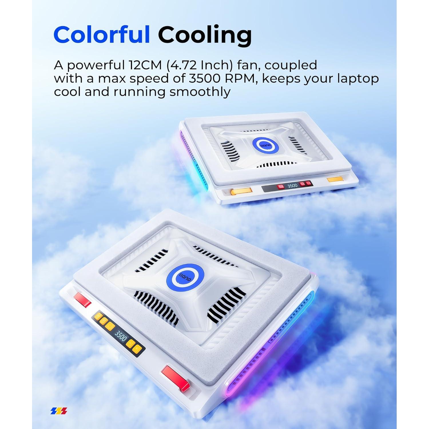 Enfriador de Laptop Gaming llano V10 RGB 12 cm Ajustable 13-17.3"