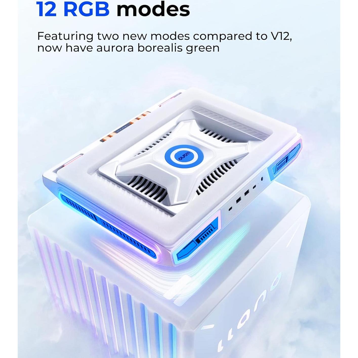 Enfriador de Laptop Gaming llano V10 RGB 12 cm Ajustable 13-17.3"