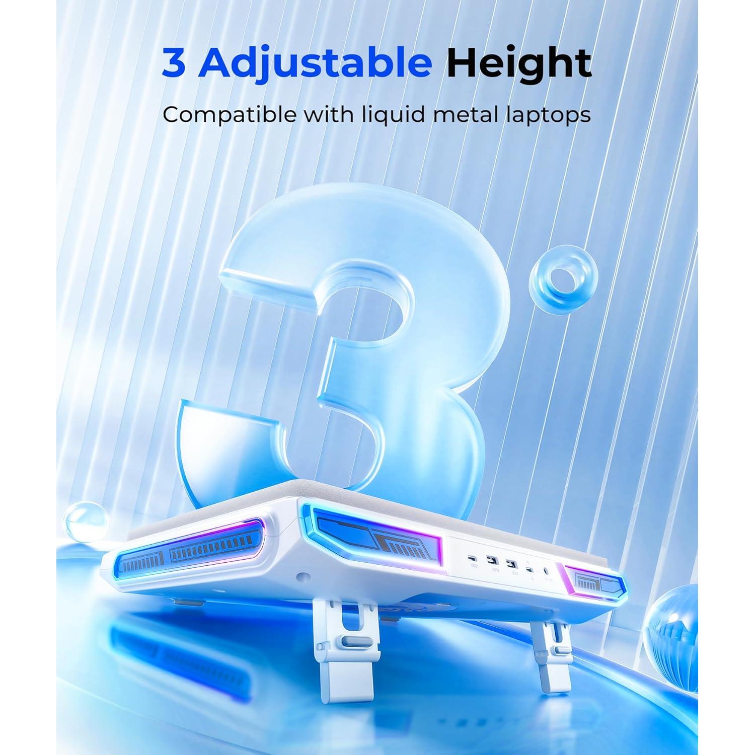 Enfriador de Laptop Gaming llano V10 RGB 12 cm Ajustable 13-17.3"