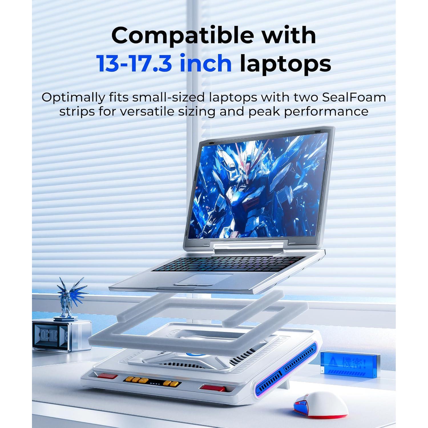 Enfriador de Laptop Gaming llano V10 RGB 12 cm Ajustable 13-17.3"