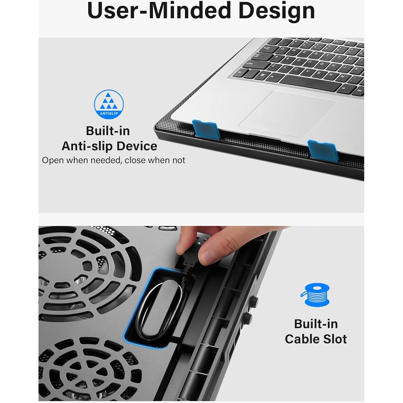 Base de Enfriamiento Kootek para Laptop 12-17" 5 Ventiladores