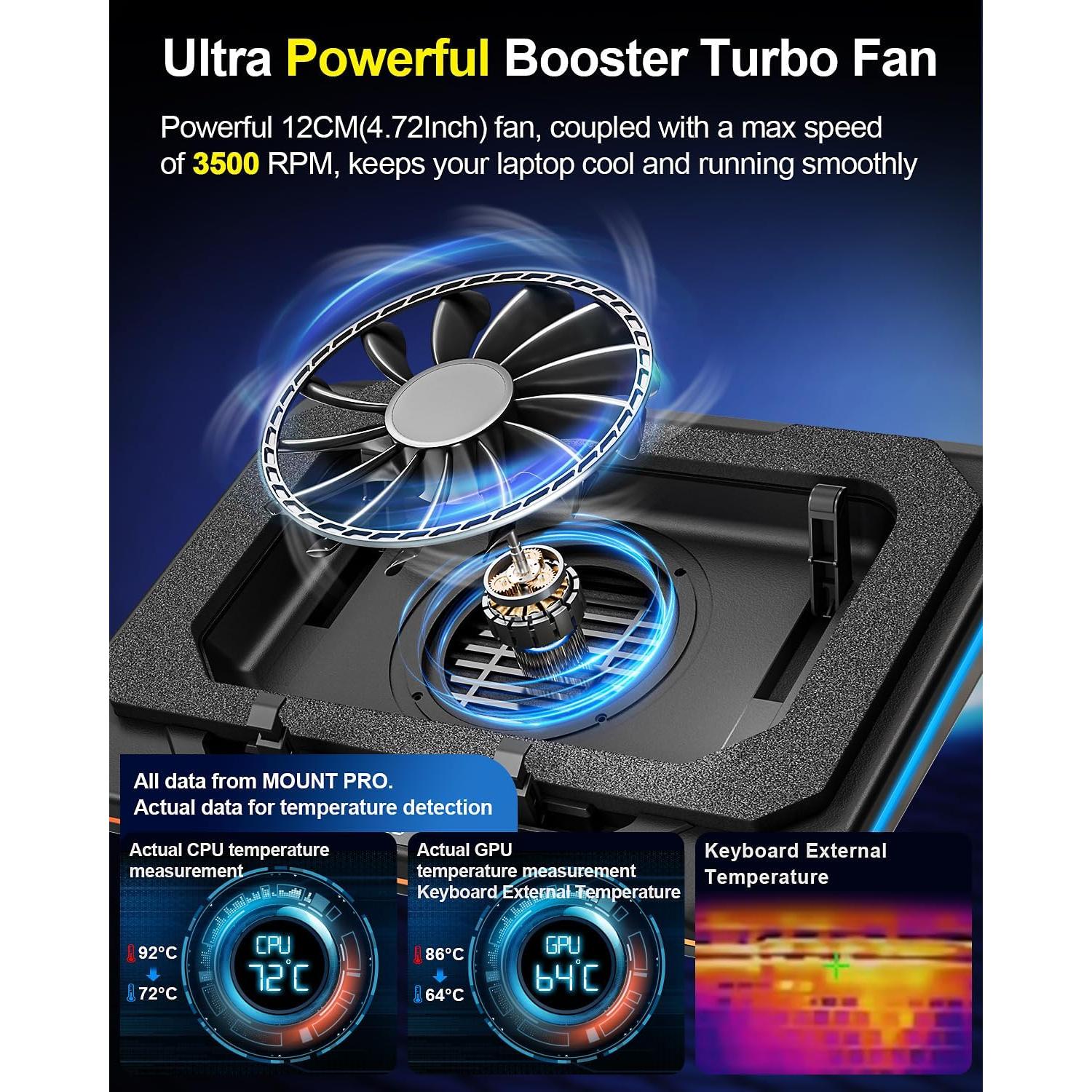 Base de Enfriamiento para Laptop MONTURA PRO RGB 12-19"