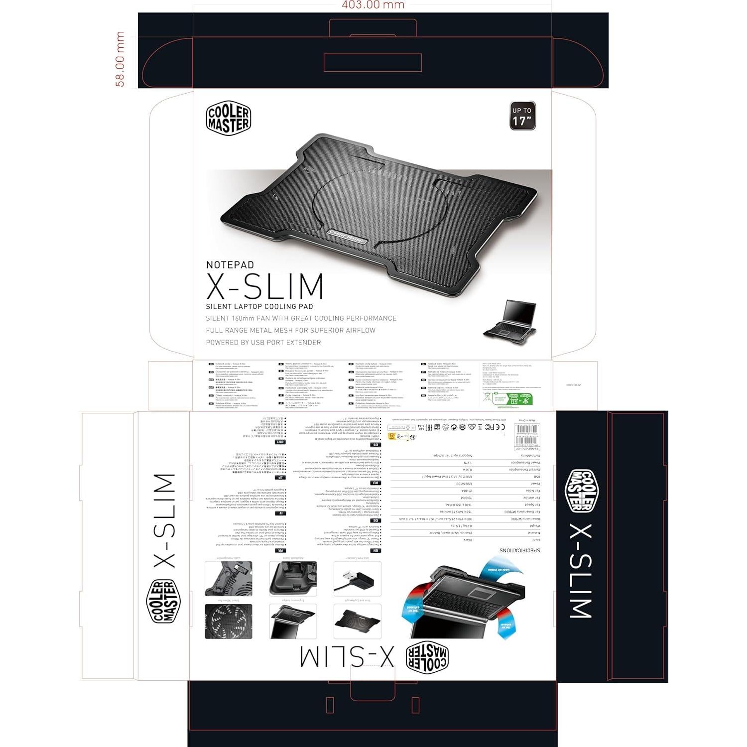 Cooler Master NotePal X-Slim Base Enfriadora para Laptop 17"