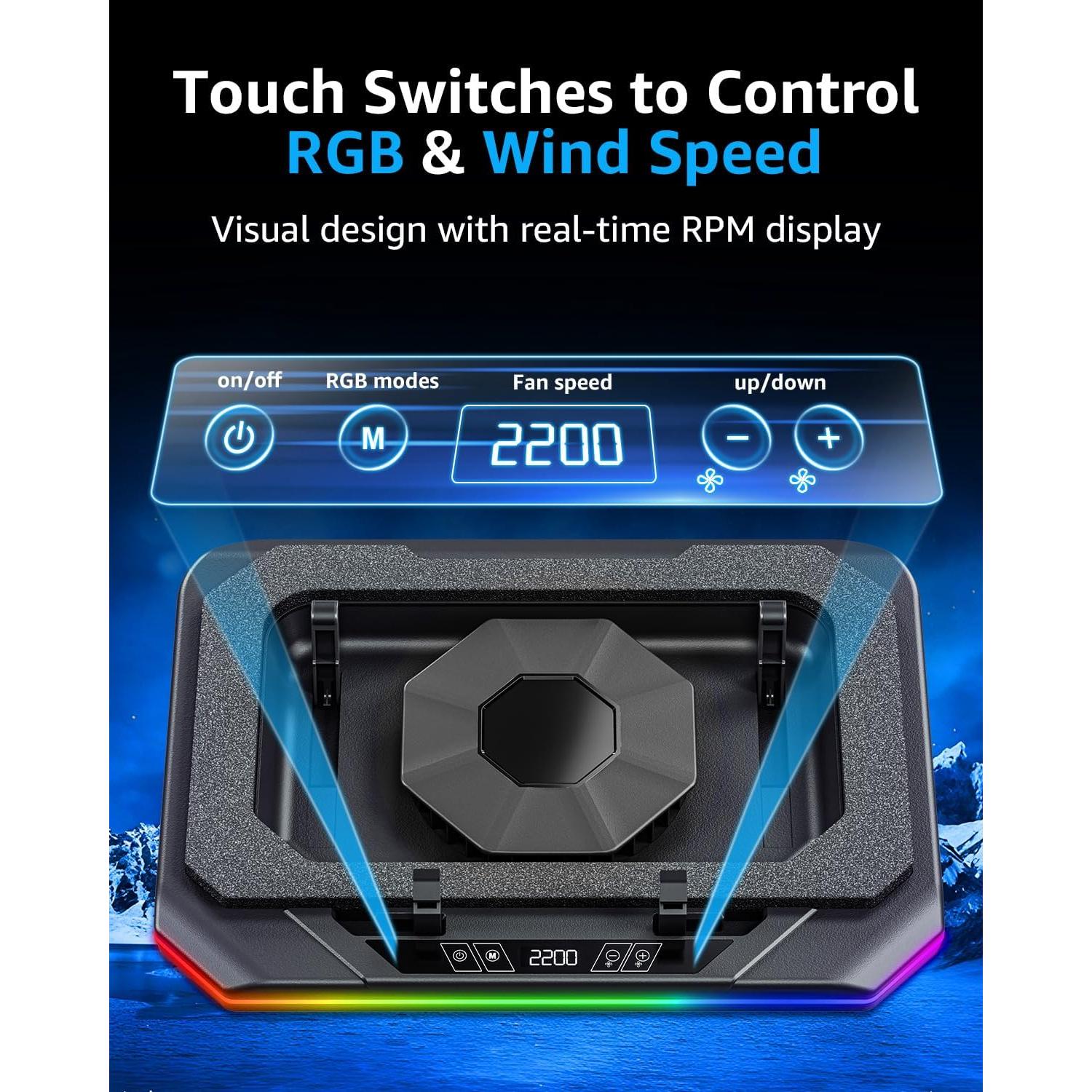 Base de Enfriamiento para Laptop MONTURA 13-19" RGB 3500RPM