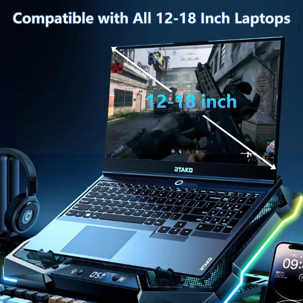 G-STORY Almohadilla Enfriamiento Laptop 12-18" RGB 10 Ventiladores