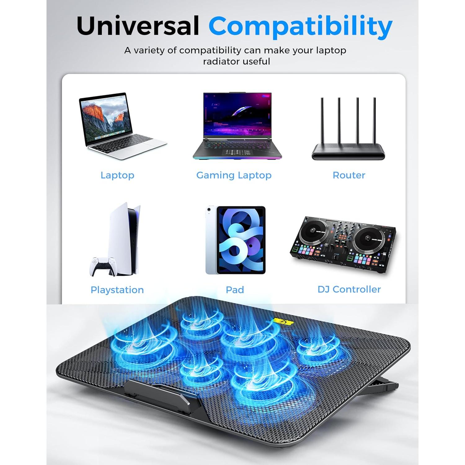 Base de Enfriamiento AICHESON para Laptop 6 Ventiladores 33-43 cm