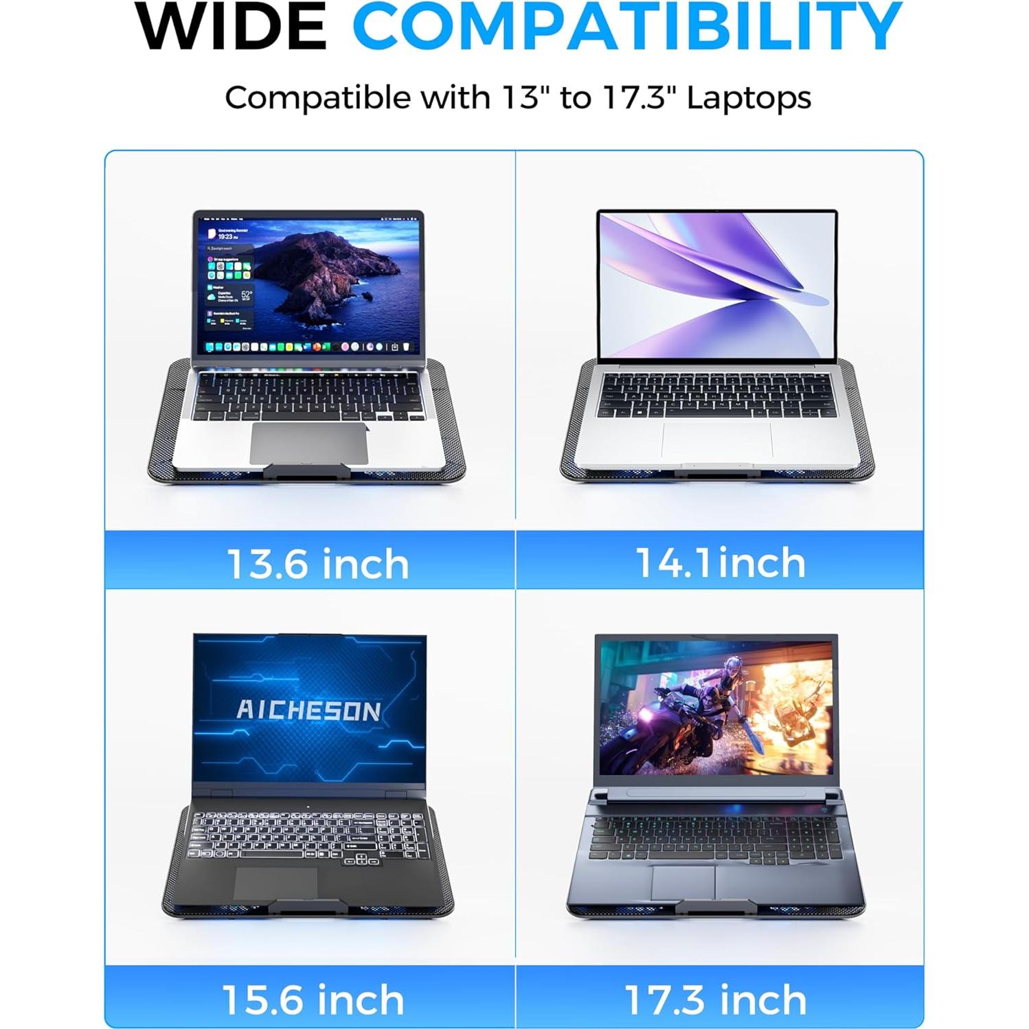 Base de Enfriamiento AICHESON para Laptop 6 Ventiladores 33-43 cm