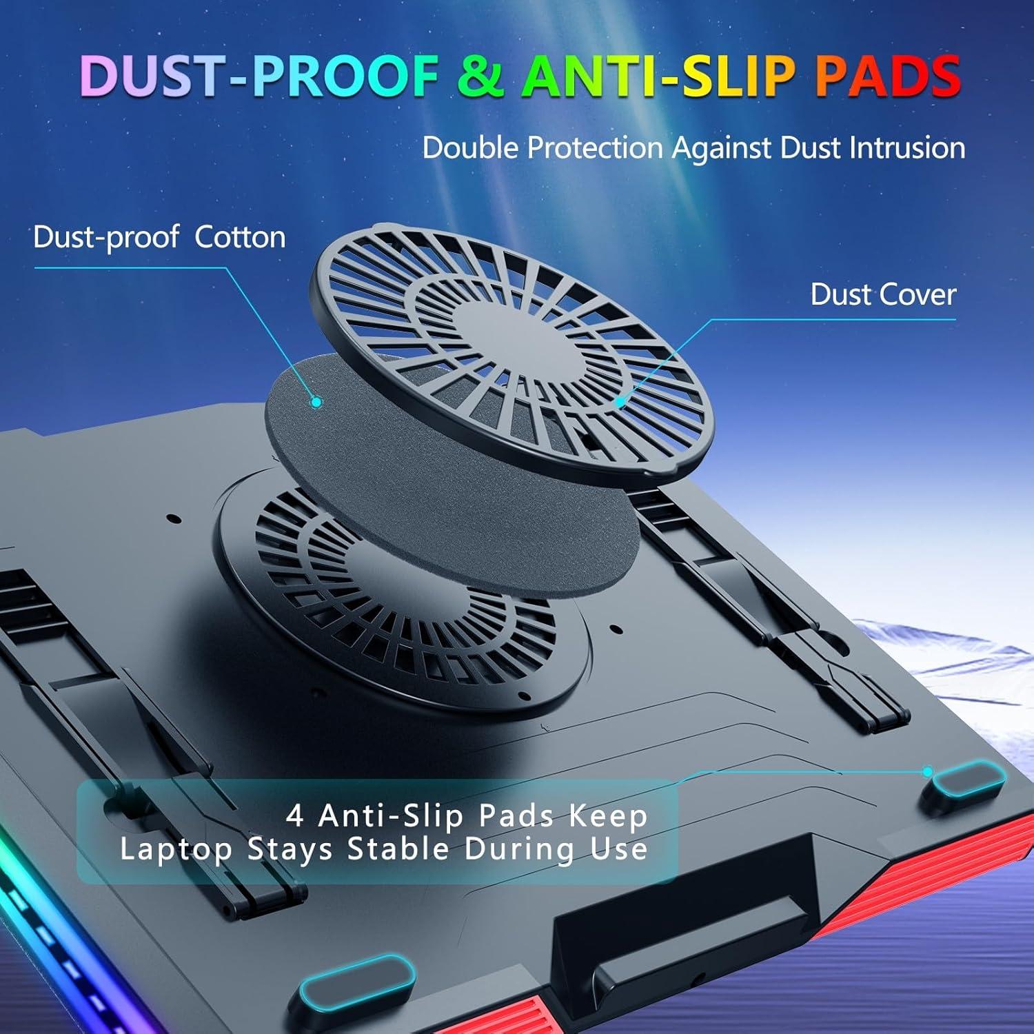 LIANGSTAR Almohadilla Enfriamiento Laptop 12-19.3" RGB 5 Velocidades