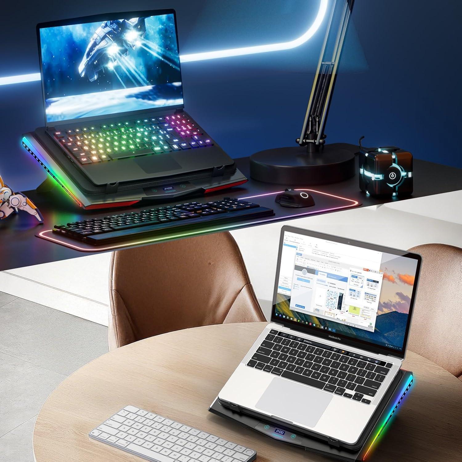 LIANGSTAR Almohadilla Enfriamiento Laptop 12-19.3" RGB 5 Velocidades