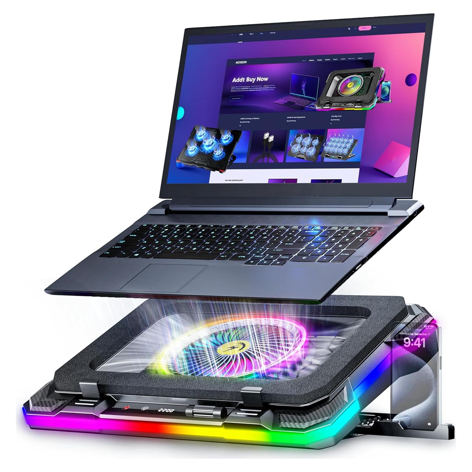 Base de Enfriamiento para Laptop AICHESON K1-2RG RGB 15-19"