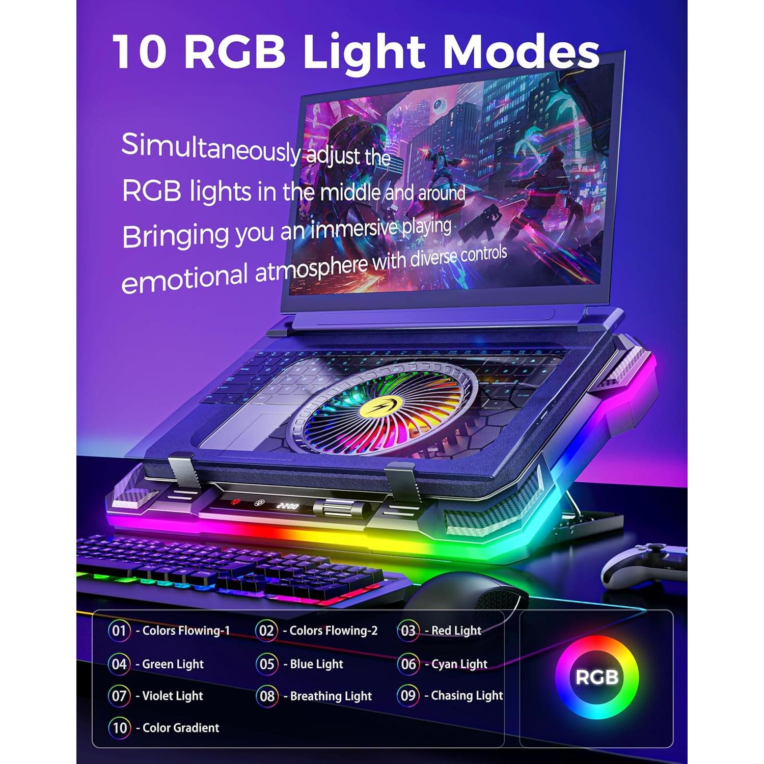 Base de Enfriamiento para Laptop AICHESON K1-2RG RGB 15-19"