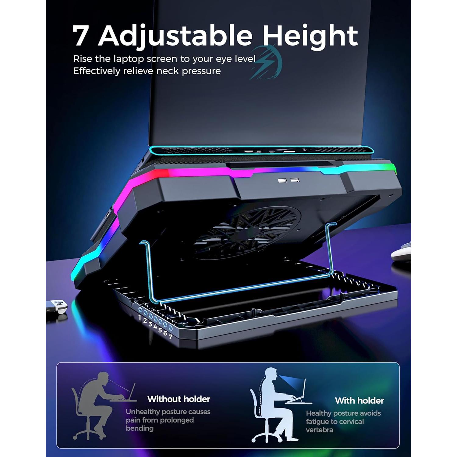 Base de Enfriamiento para Laptop AICHESON K1-2RG RGB 15-19"