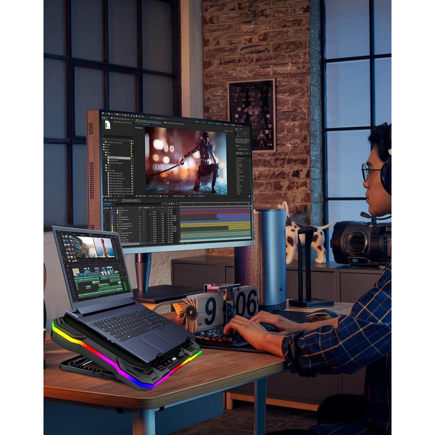 Base de Enfriamiento para Laptop AICHESON K1-2RG RGB 15-19"