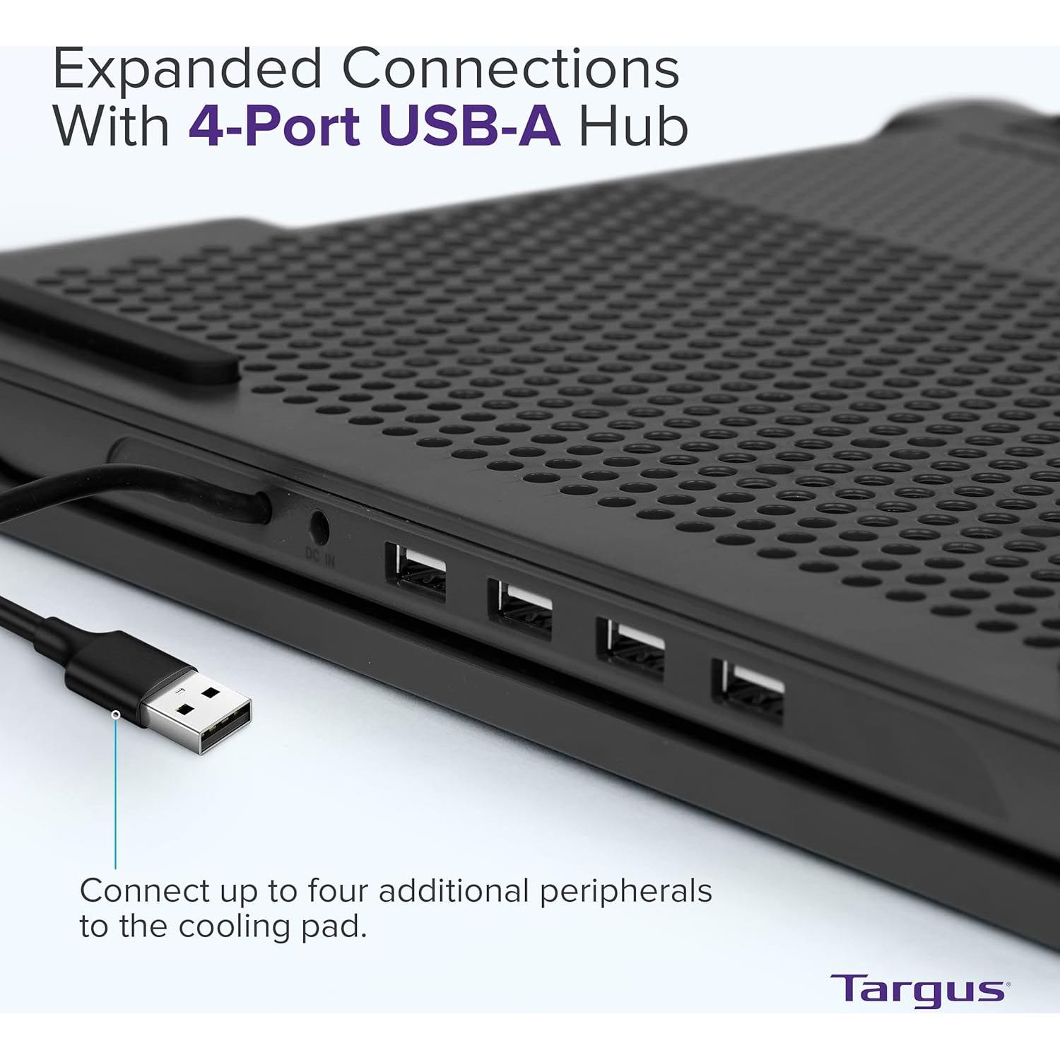 Base de Enfriamiento Targus 17" con Hub USB 4 Puertos