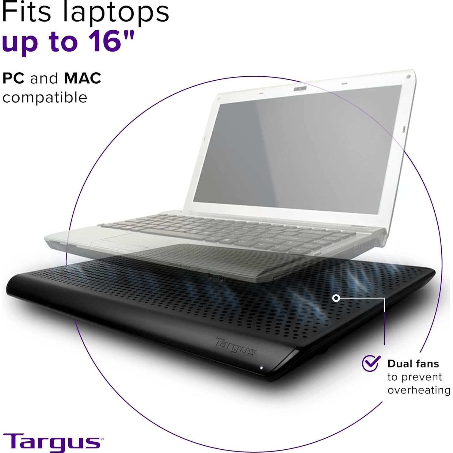 Targus Chill Mat Negro para Laptop 16" Doble Ventilador