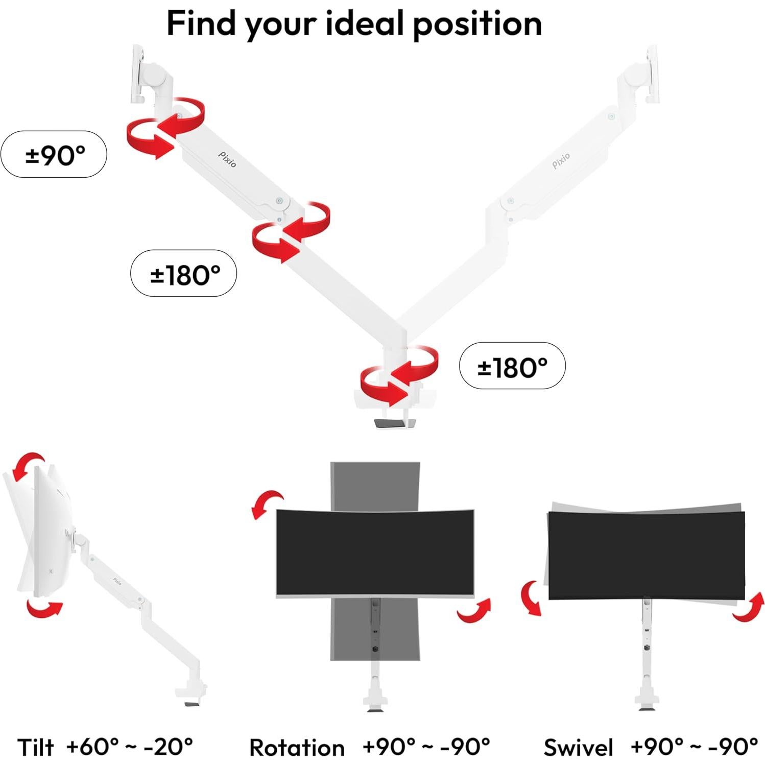 Soporte para Monitor Ultrawide Pixio PS2S Titan Blanco