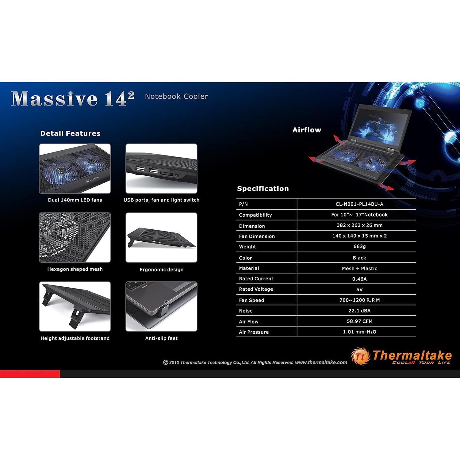 Base de Enfriamiento para Laptop Thermaltake Massive 14