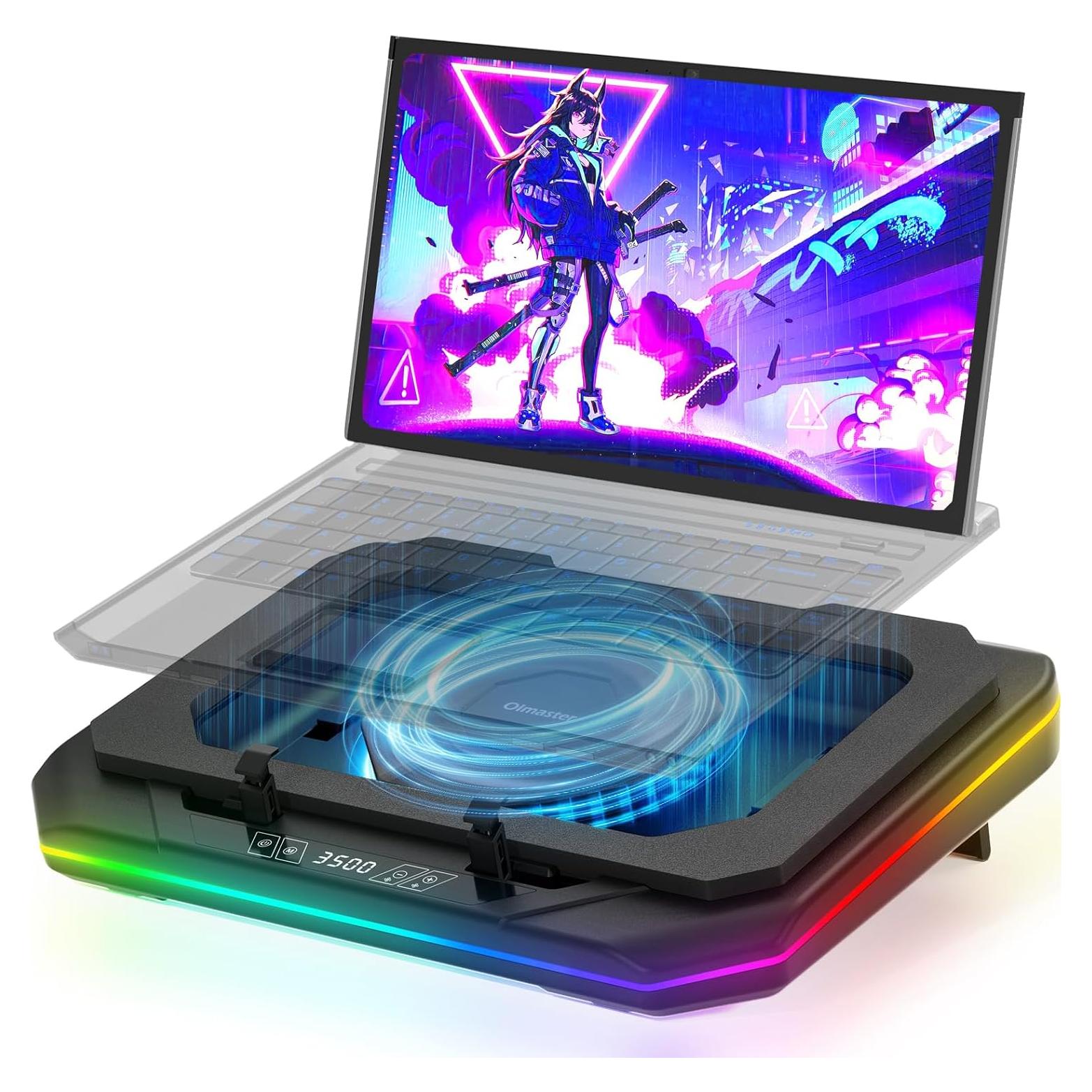 Base de Enfriamiento para Laptop OImaster 12-19" RGB Ajustable