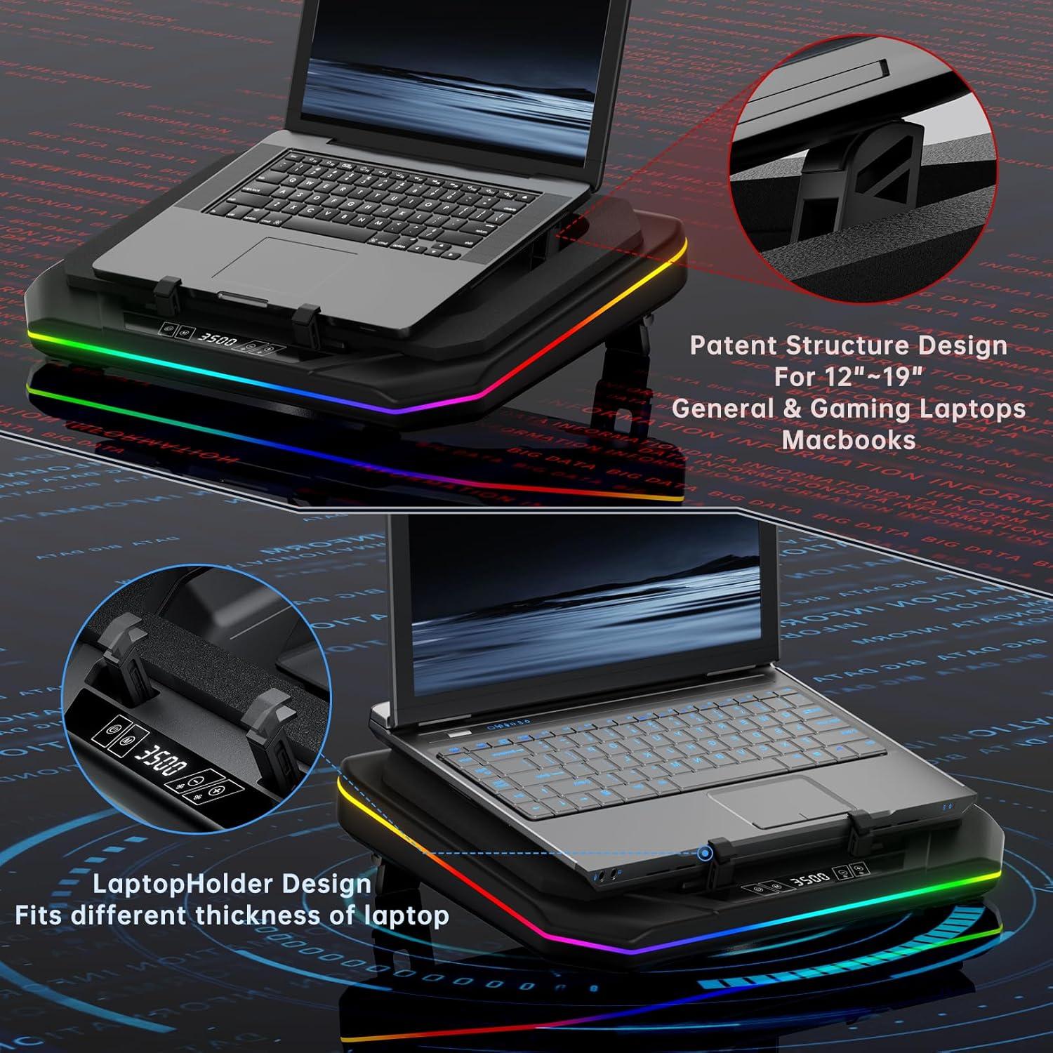 Base de Enfriamiento para Laptop OImaster 12-19" RGB Ajustable