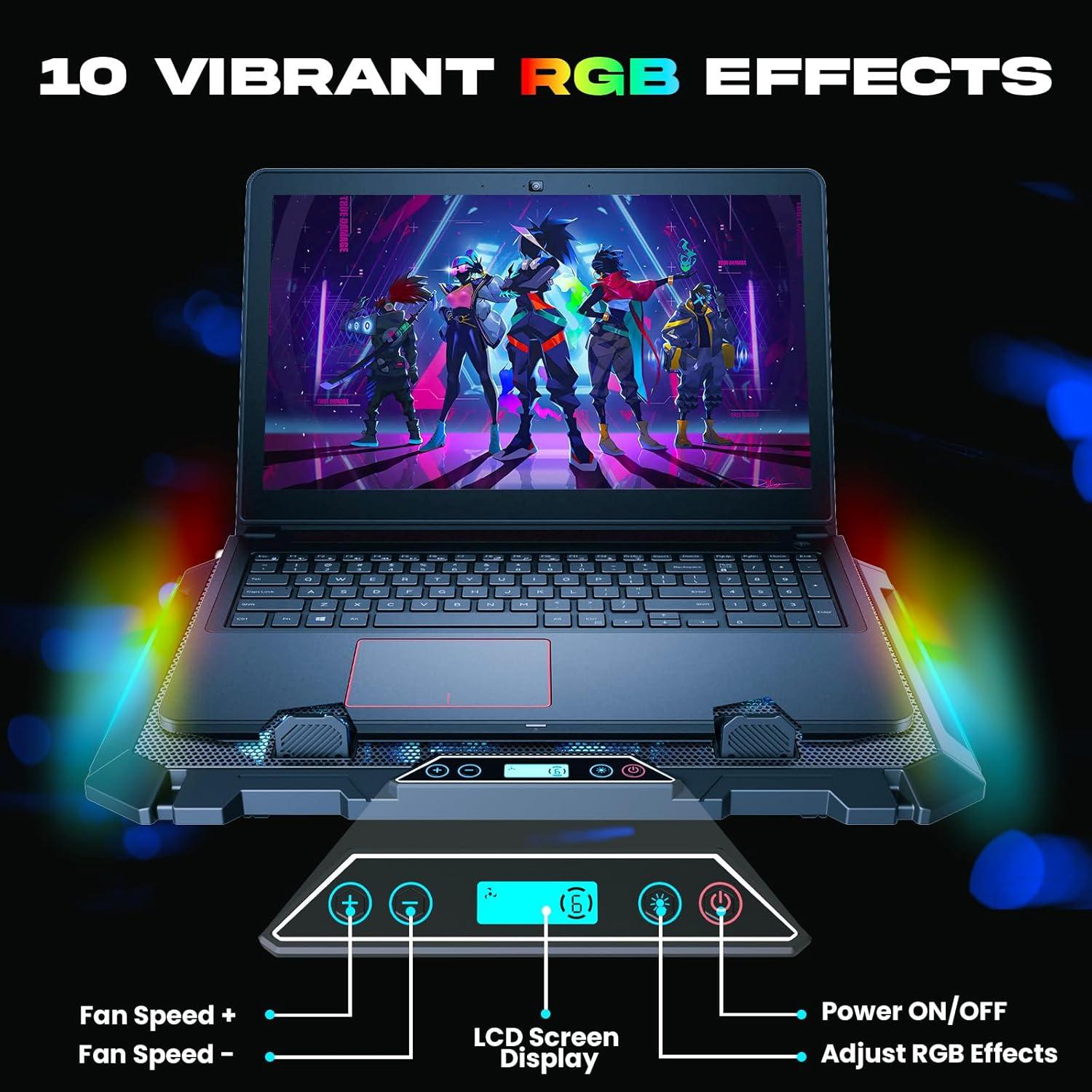 KLIM V8 Soporte Enfriador para Laptop Gaming 8 Ventiladores RGB