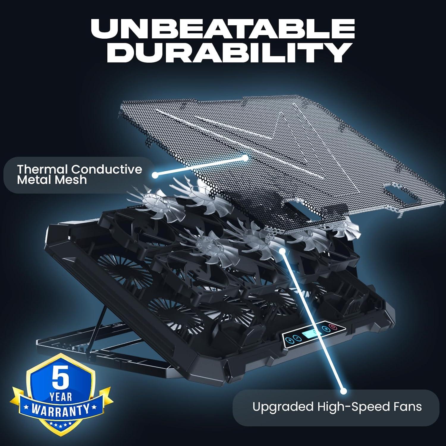 KLIM V8 Soporte Enfriador para Laptop Gaming 8 Ventiladores RGB