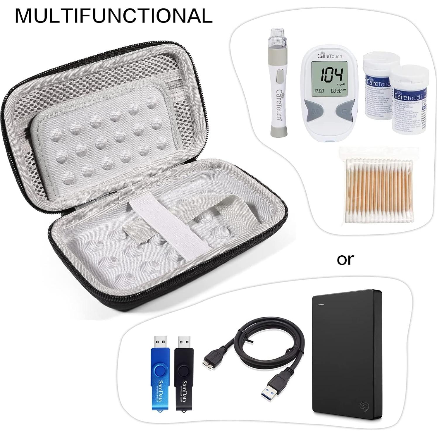 Estuche de Viaje Diabético Seqoiyia Pequeño Negro con Organizador