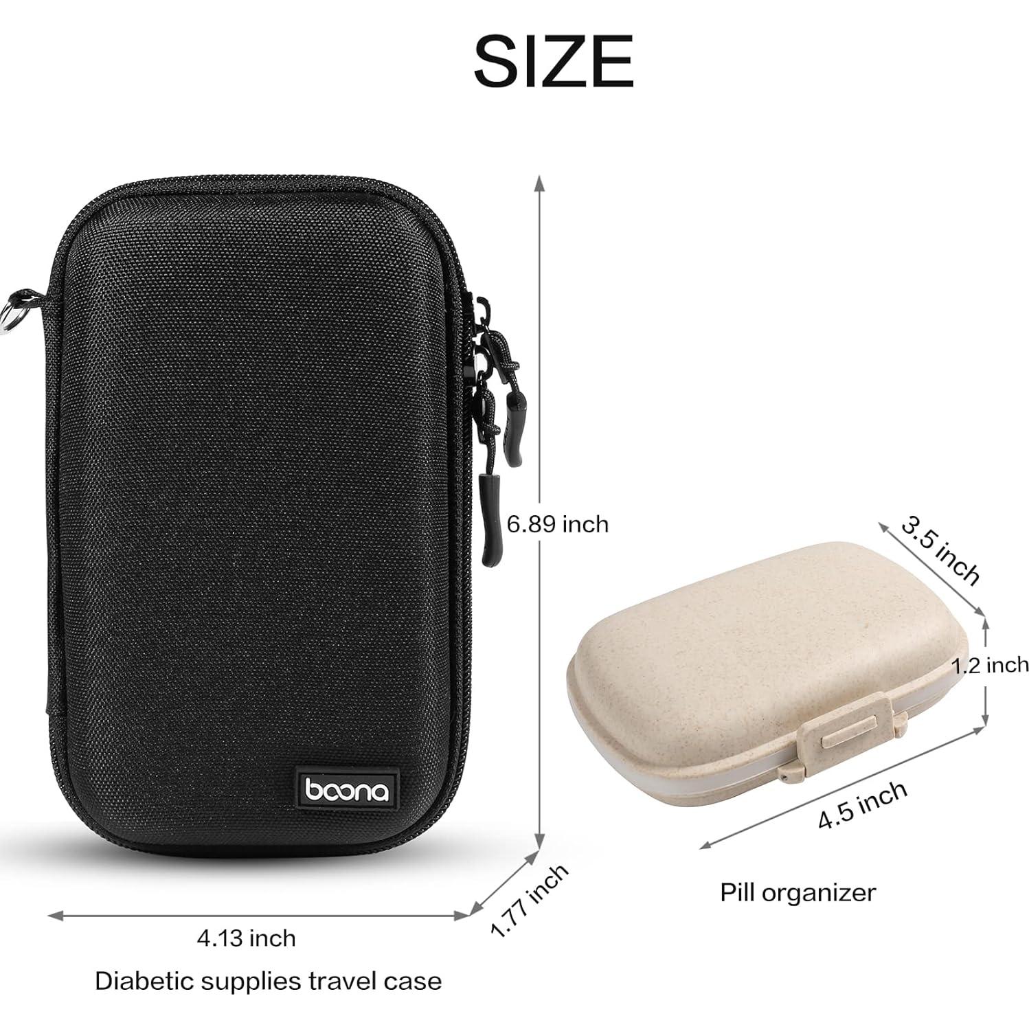 Estuche de Viaje Diabético Seqoiyia Pequeño Negro con Organizador