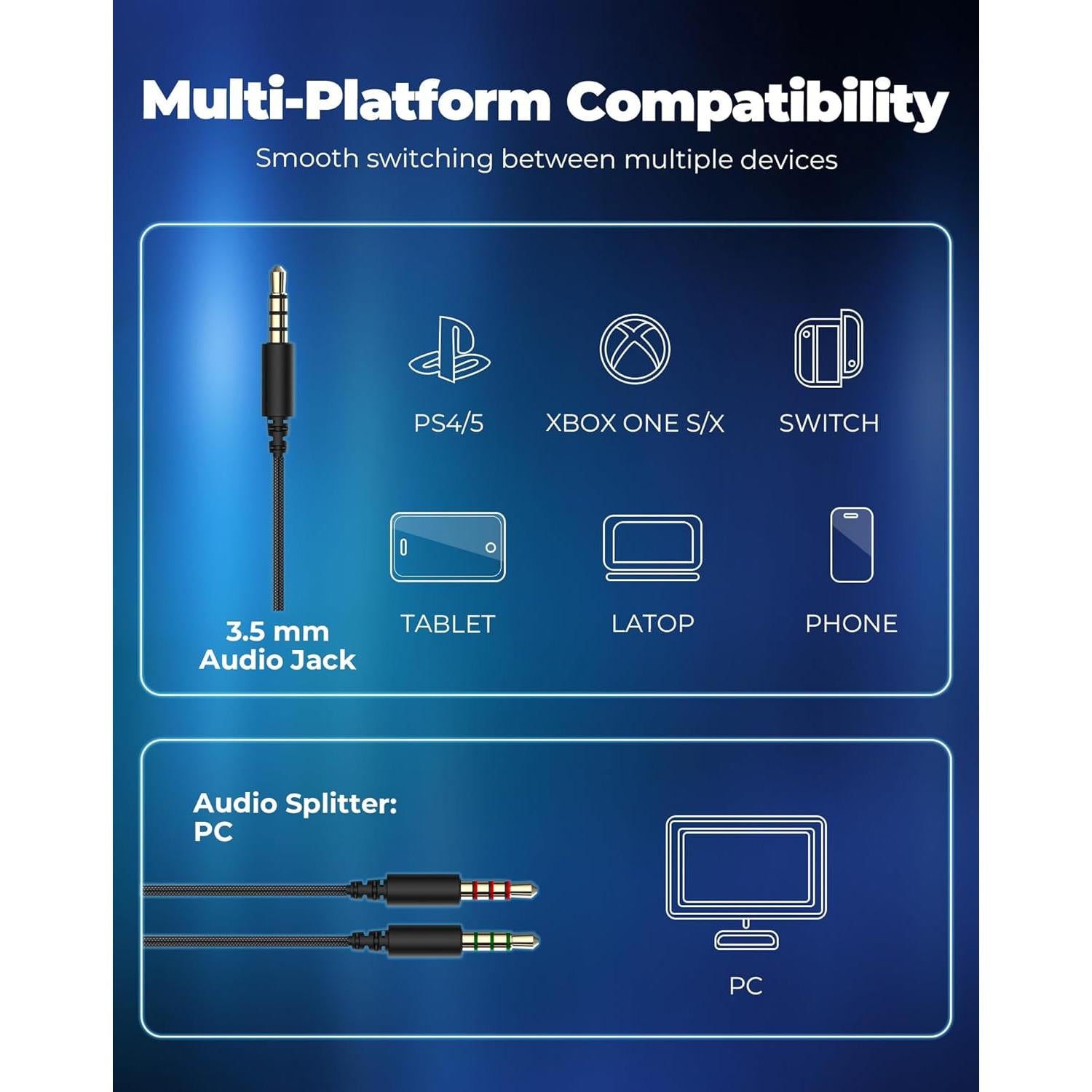 Auriculares Gaming Havit HV-H2002d 50mm PS4 PS5 PC