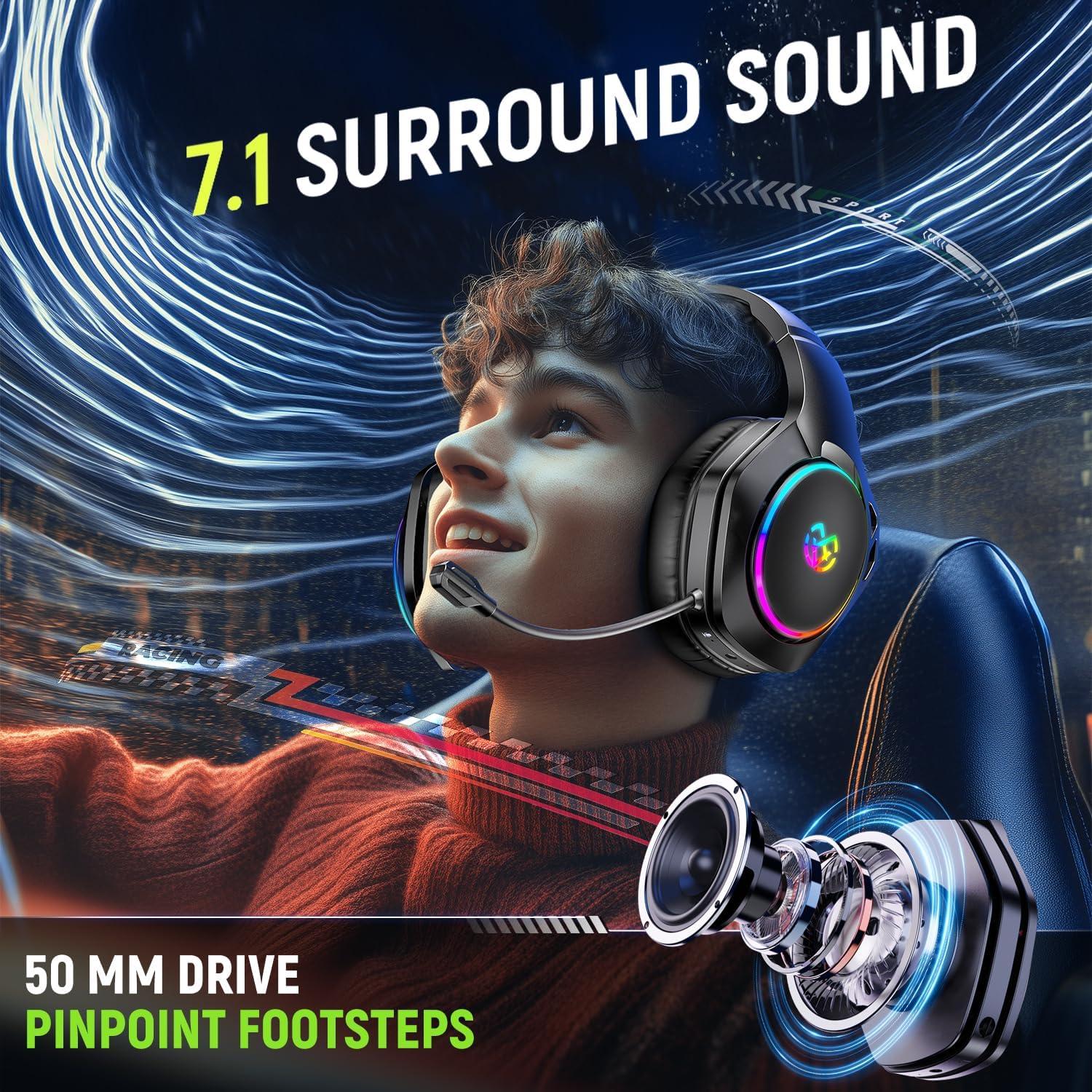 Auriculares Gaming Inalámbricos Tatybo WT01 40H 7.1 Sonido