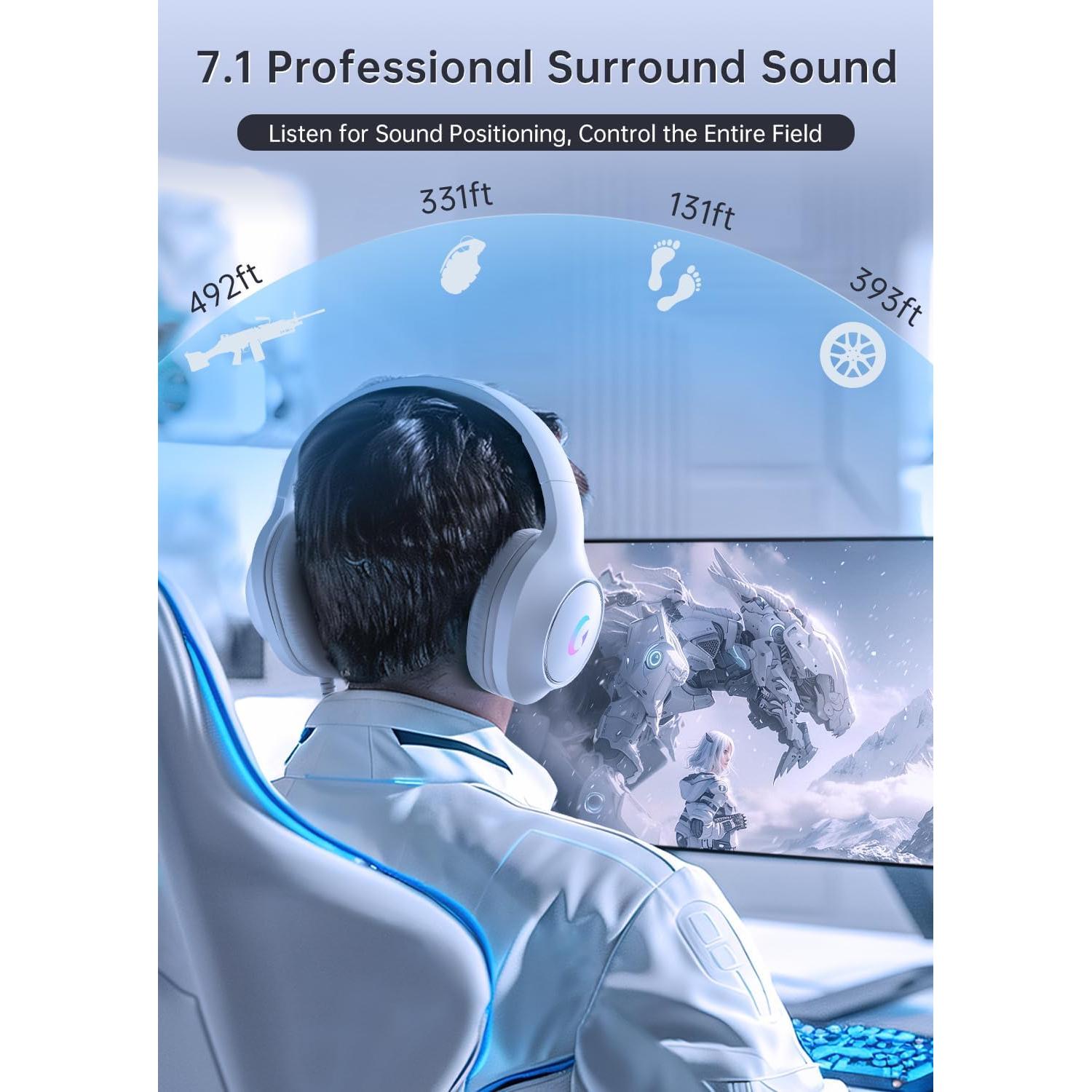 Auriculares Gaming CM7002 Syndesmos RGB 50mm Blanco