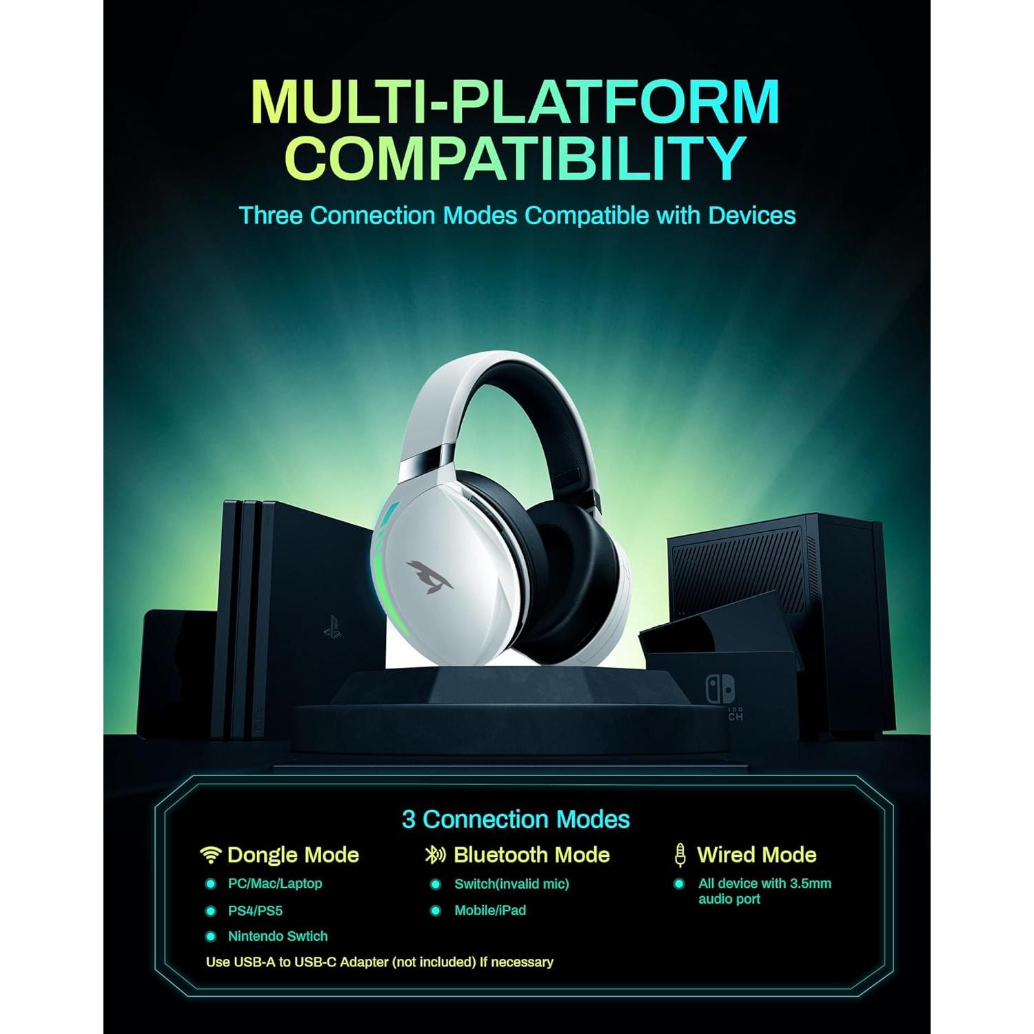 Auriculares Gaming Inalámbricos Kofire UG-06 Blanco 65H