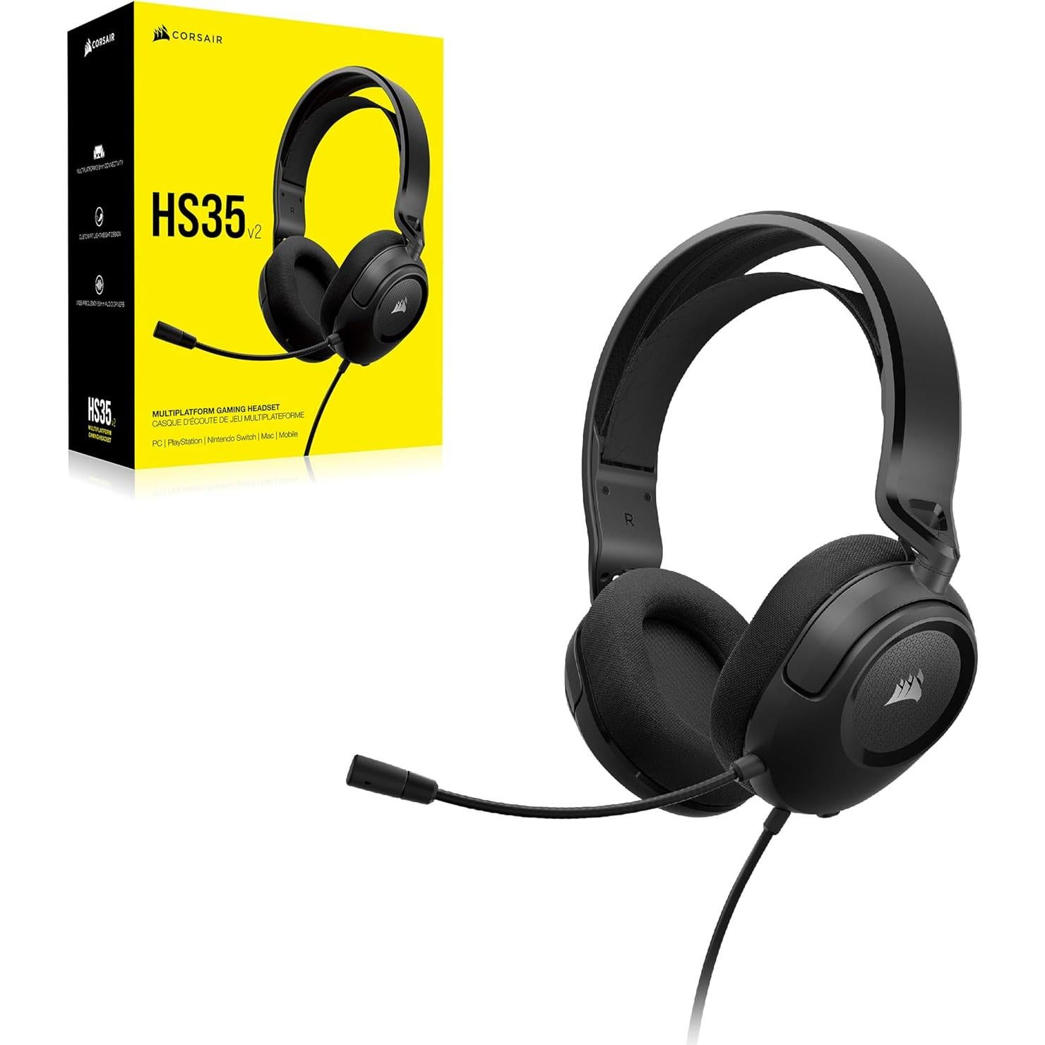 Auriculares Gaming Corsair HS35 v2 Con Cable 50mm Carbón
