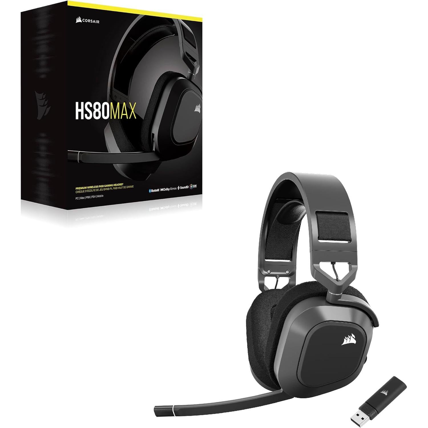 Auriculares Inalámbricos Corsair HS80 MAX - Bluetooth - Gris