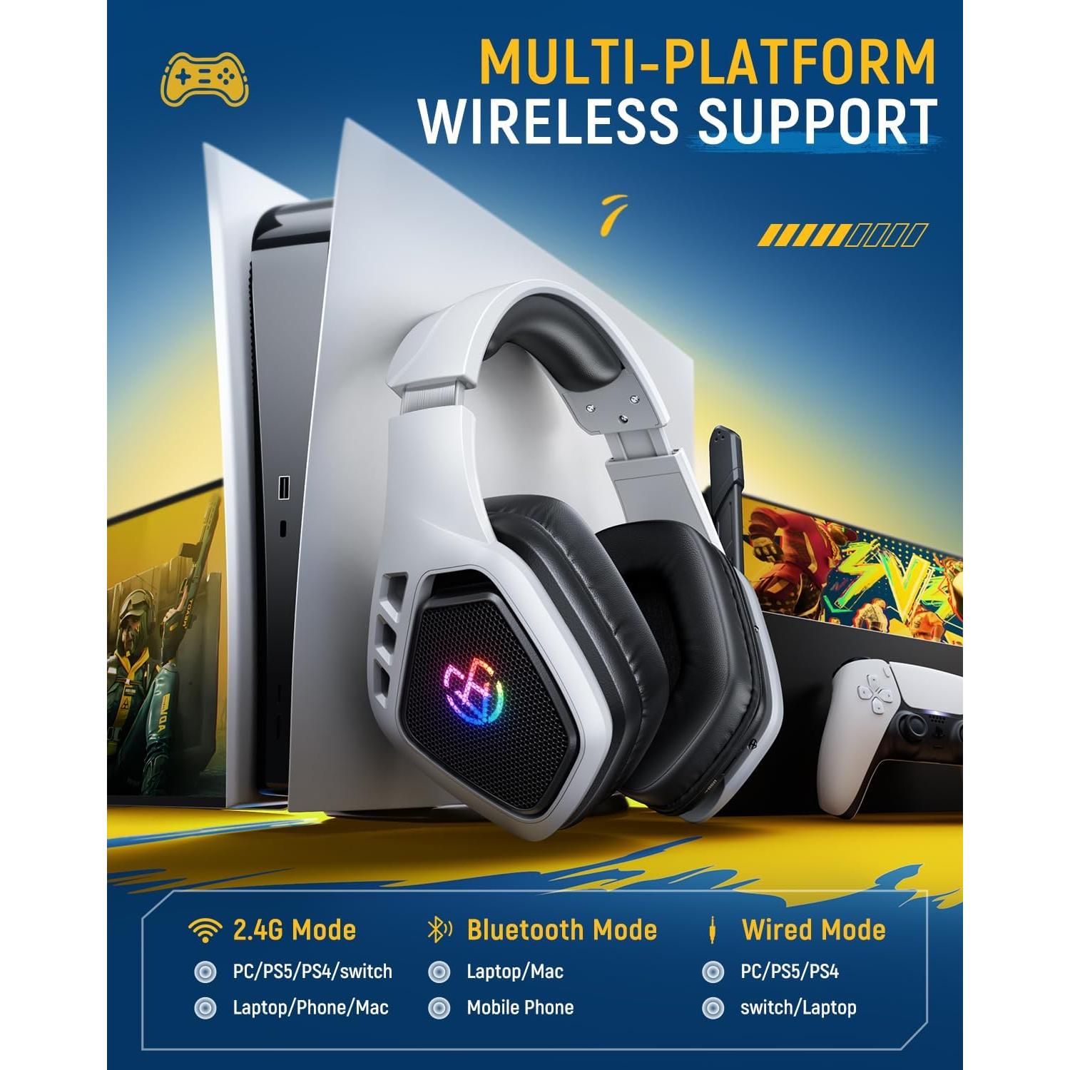 Auriculares Gaming Inalámbricos Tatybo WT5 30H 2.4GHz Bluetooth