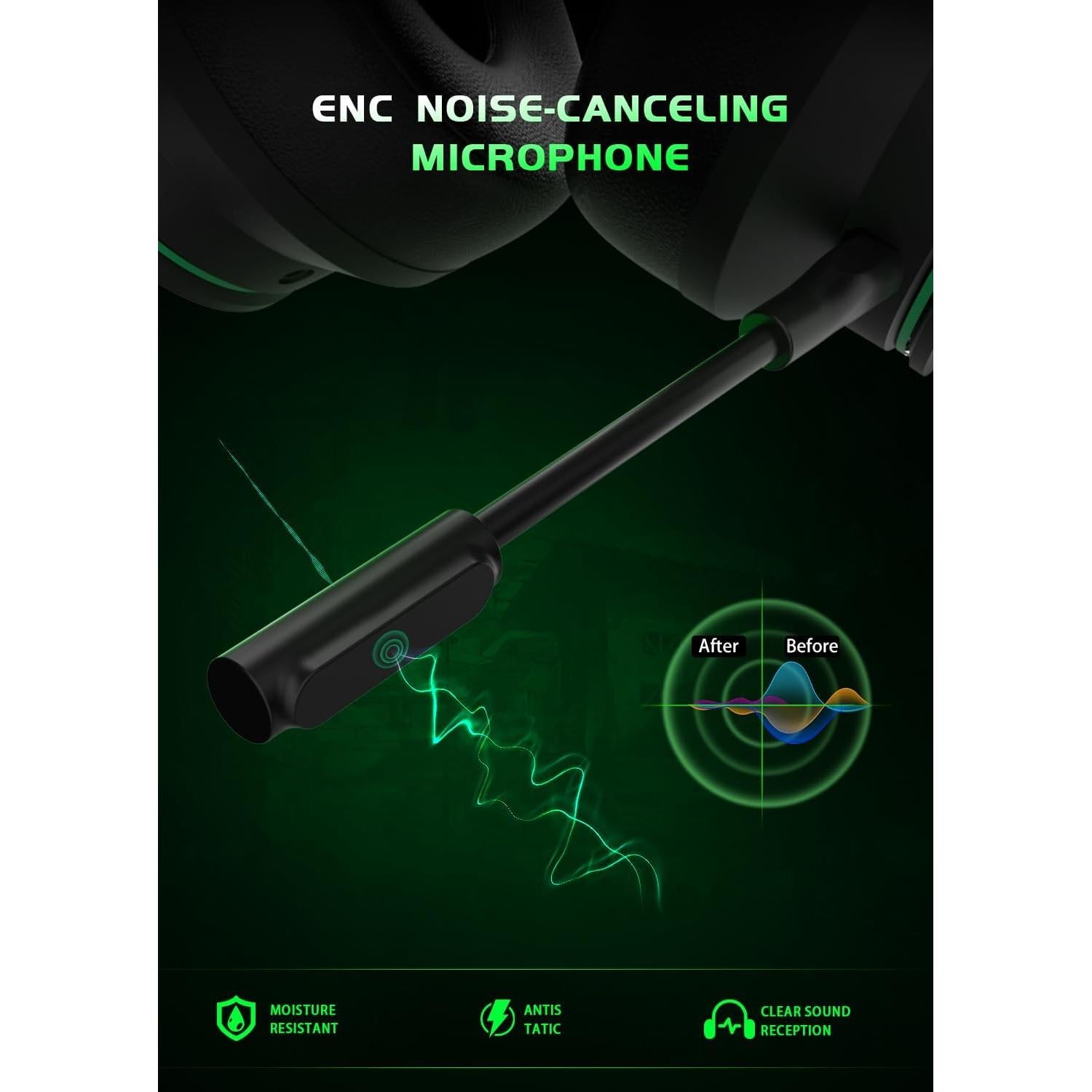 Auriculares Gaming Inalámbricos RYR Captain 200 - Negro Verde