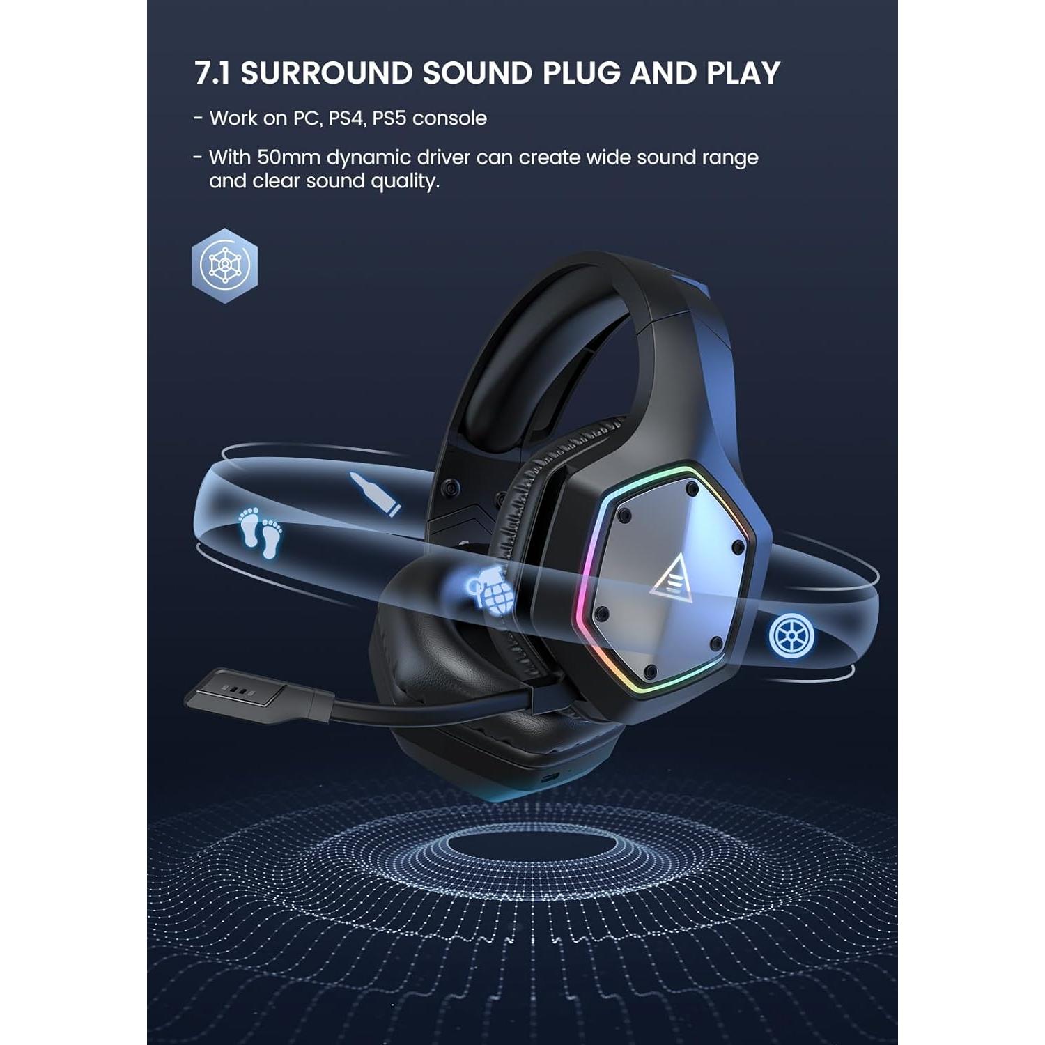 Auriculares Gaming Inalámbricos EKSA E1000WT 7.1 RGB