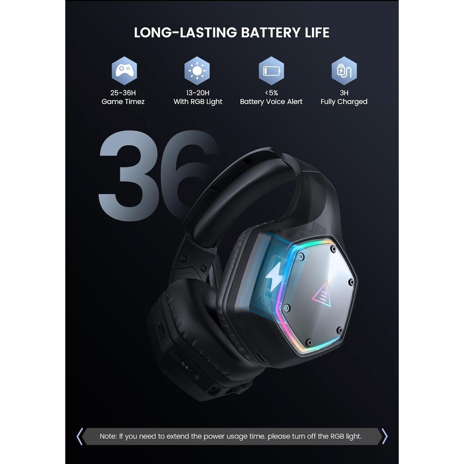 Auriculares Gaming Inalámbricos EKSA E1000WT 7.1 RGB