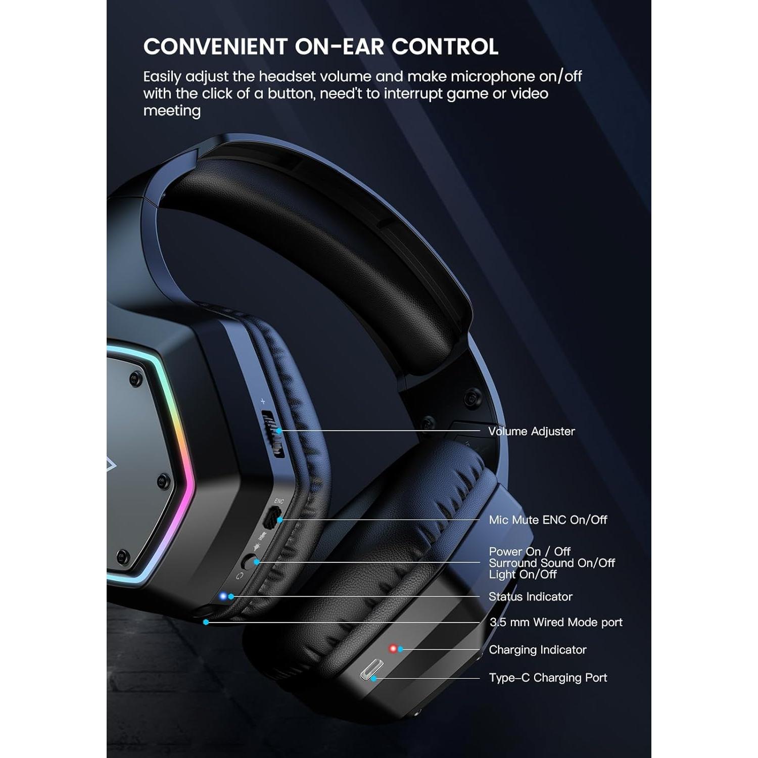 Auriculares Gaming Inalámbricos EKSA E1000WT 7.1 RGB