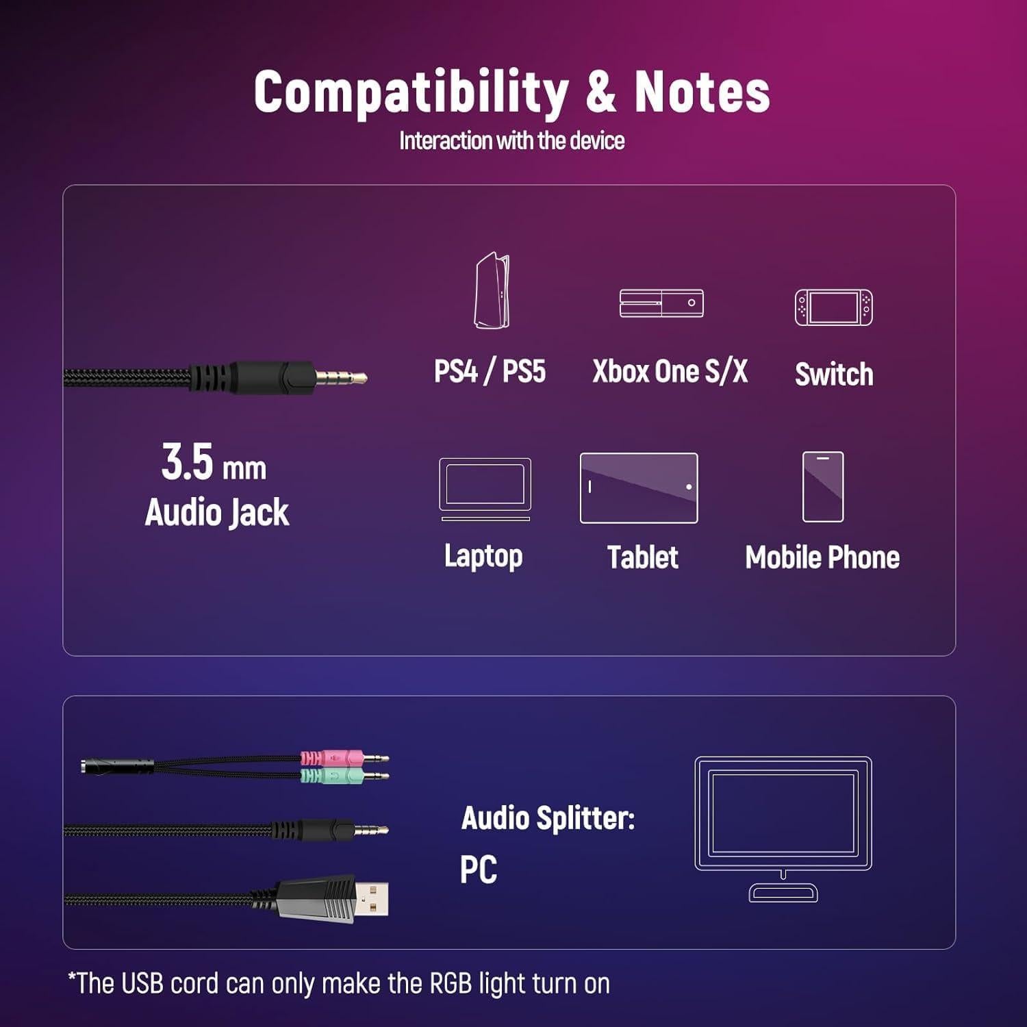 Auriculares Gaming Ozeino ZW1 con Sonido 7.1 y Micrófono