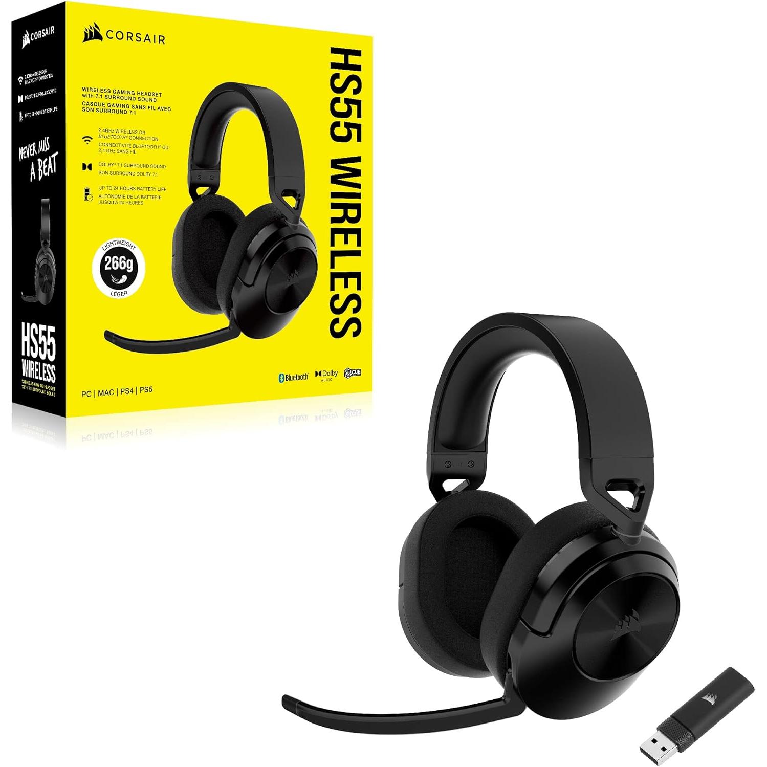 Auricular Gaming Corsair HS55 Wireless 50mm Bluetooth Negro