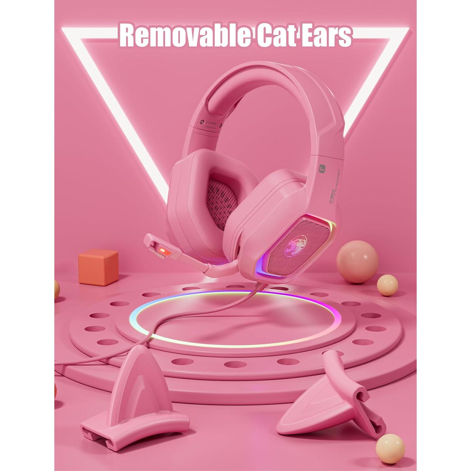 Auriculares de Juego ZIUMIER Z30 Rosa con Luz LED y Micrófono