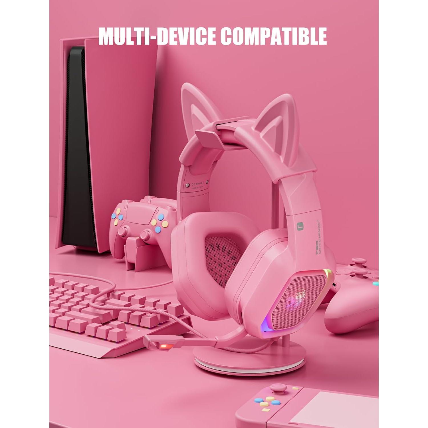 Auriculares de Juego ZIUMIER Z30 Rosa con Luz LED y Micrófono